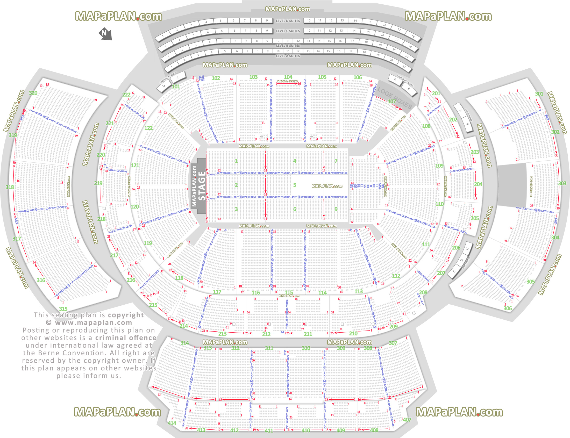 Atlanta Philips Arena Detailed seat & row numbers end stage full