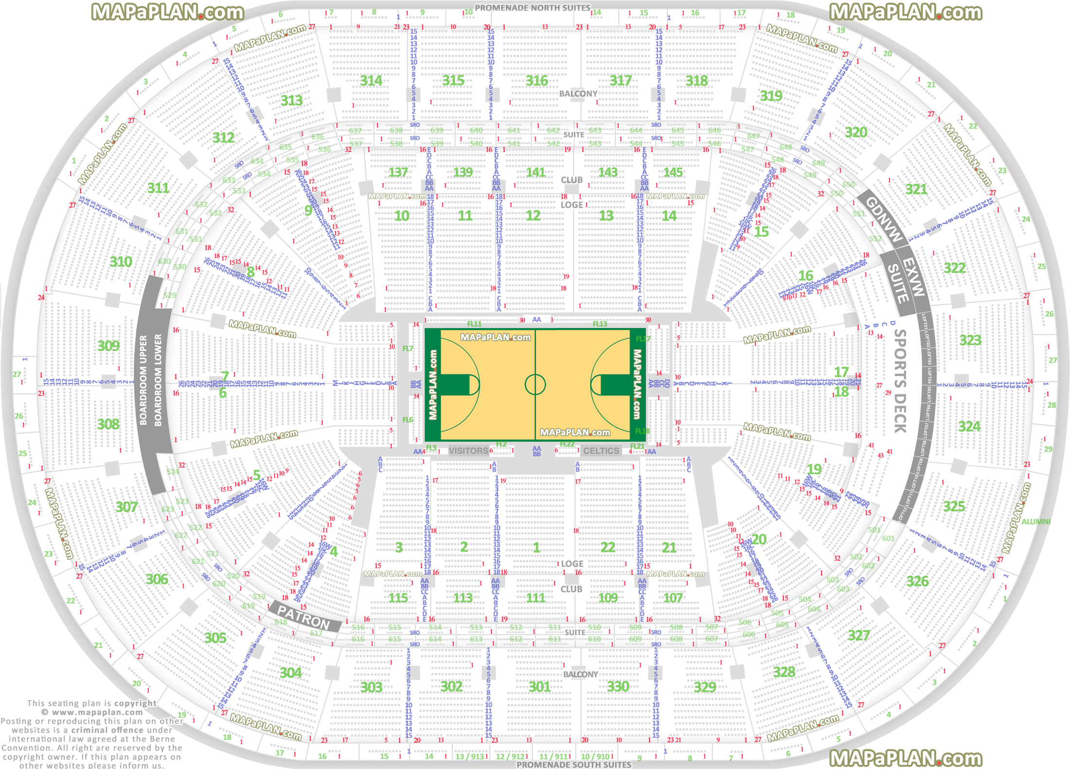 boston celtics nba basketball court best seat finder chart sports deck precise aisle seat numbering Boston TD Garden seating chart