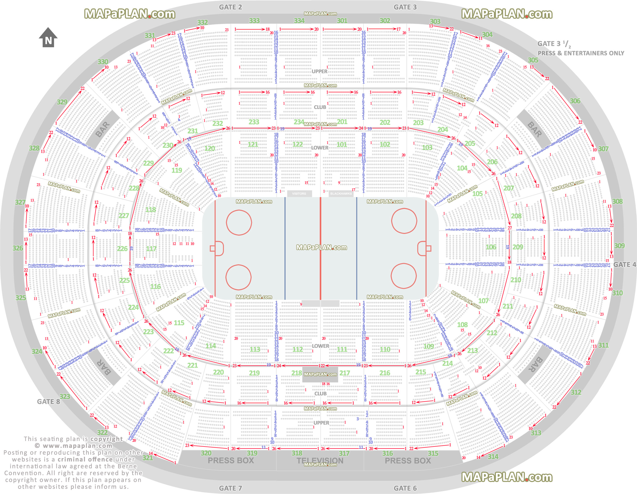 Chicago United Center Chicago Blackhawks NHL hockey game rink diagram