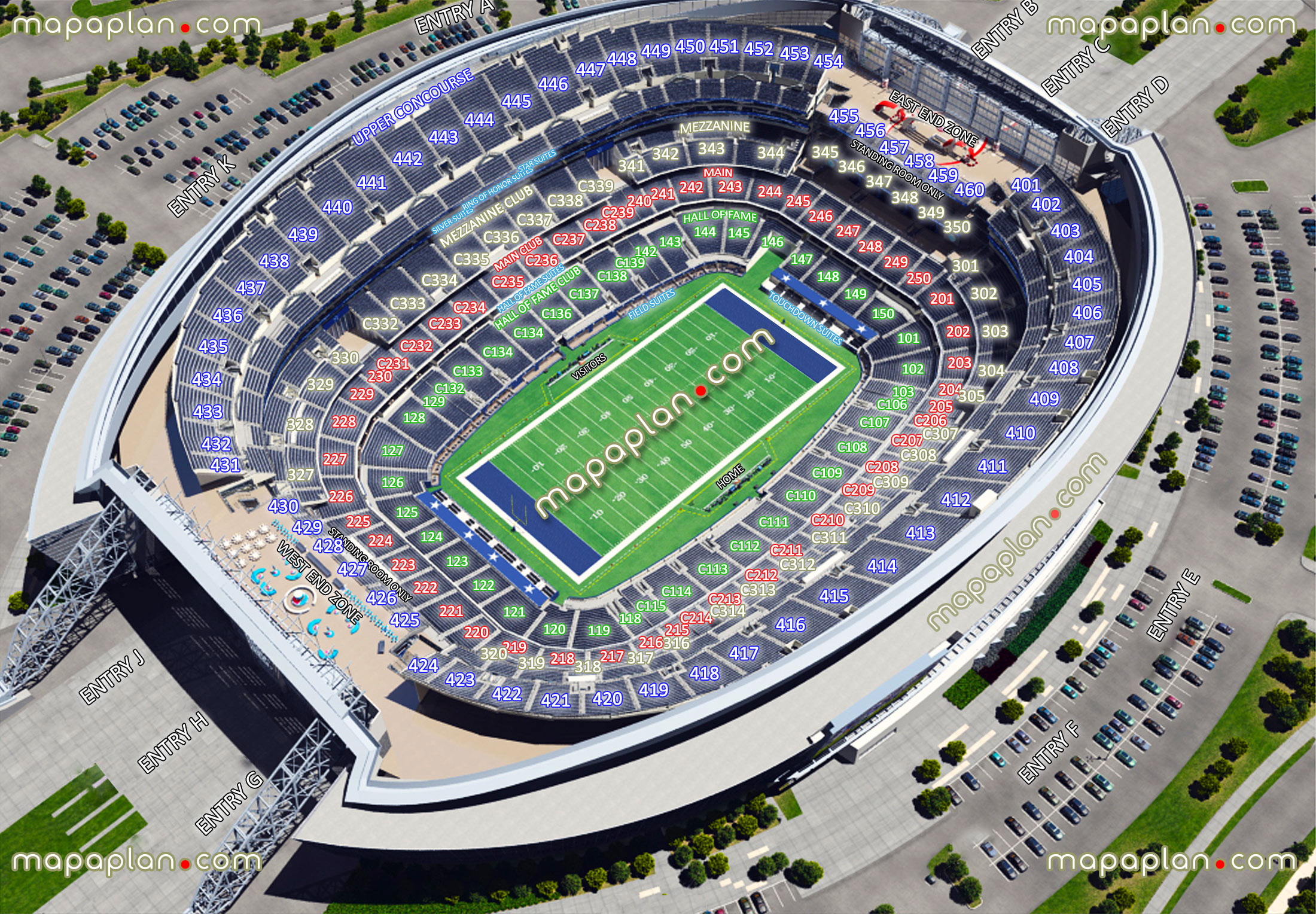 football seating chart virtual view dallas cowboys 3d interior arrangement interactive viewer photo review inside capacity guide hall fame main mezzanine upper concourse sections suites map including touchdown field silver ring honor star levels Dallas Cowboys AT&T Stadium seating chart