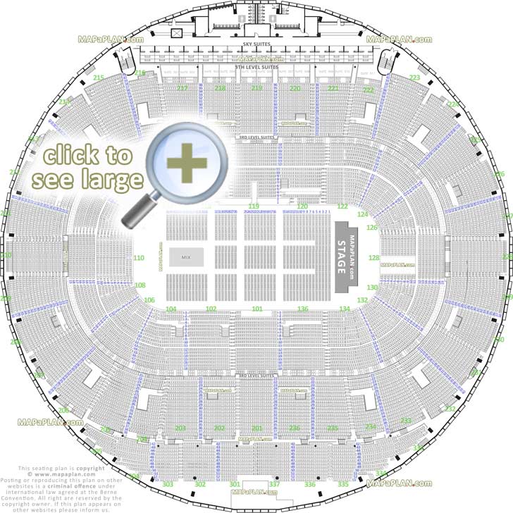 detailed seat row numbers end stage full concert sections floor plan with arena bowl layout Edmonton Northlands Coliseum seating chart