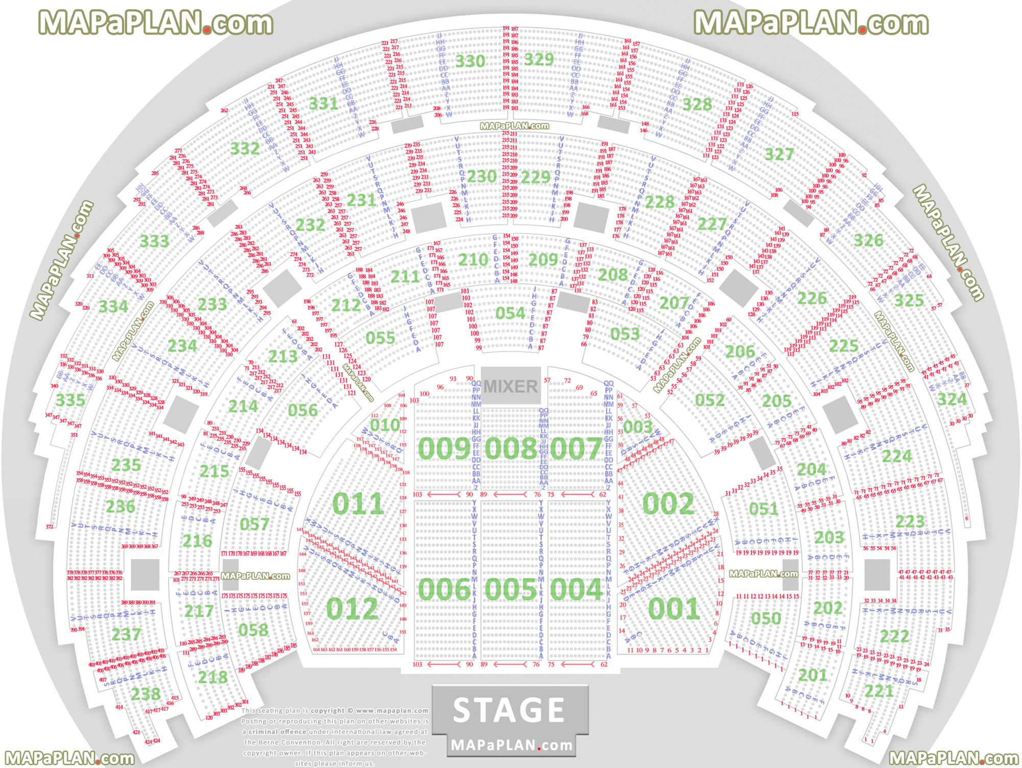 Detailed Seat Numbers Chart With Rows And Blocks Layout Hydro Sse Arena Glasgow