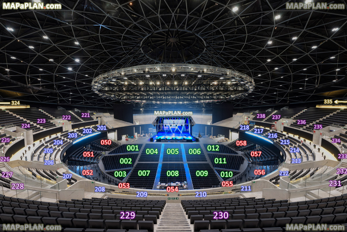 Best seats concert stage view, Virtual inside tour with sections and