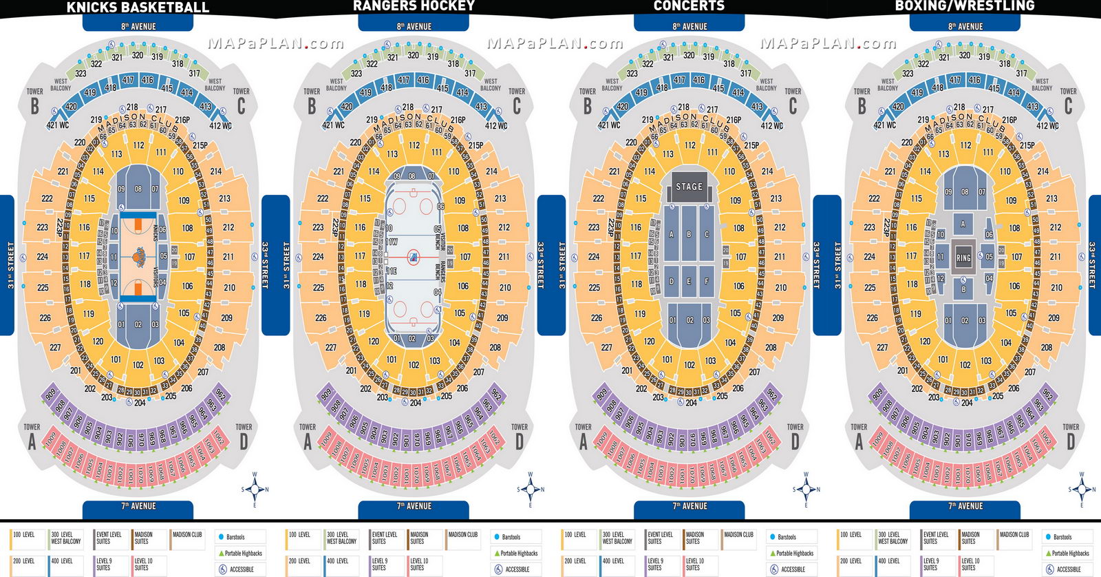 Madison Square Garden seating chart Street entrance official plans
