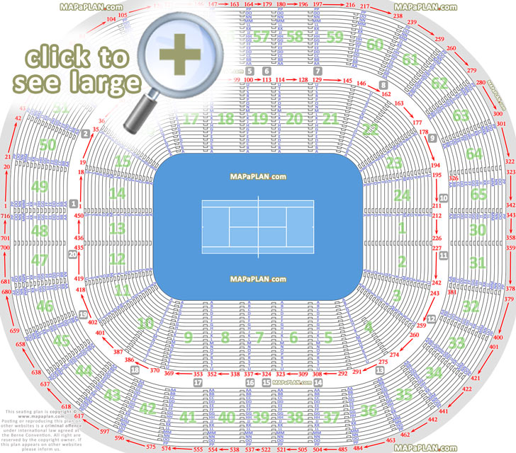 Melbourne Rod Laver Arena seat numbers detailed seating plan