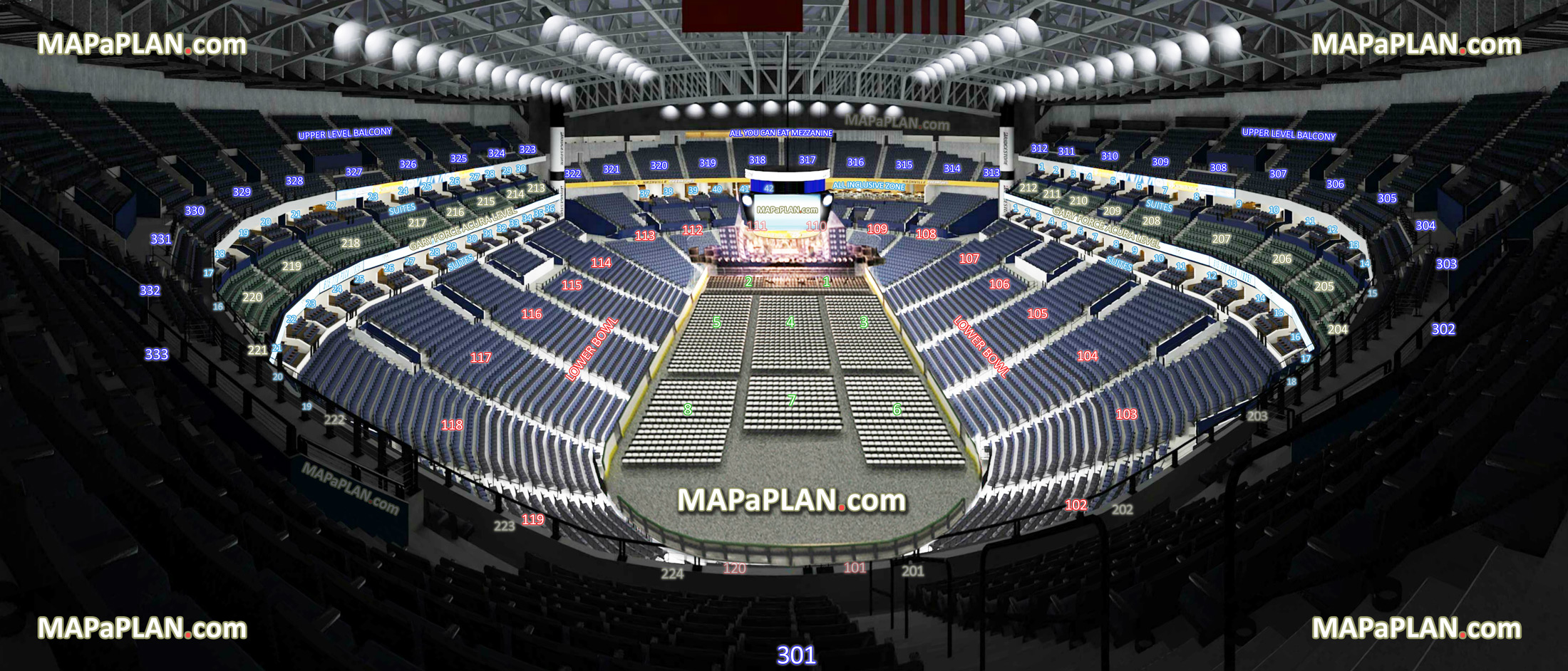 view section 311 row m seat 13 virtual venue 3d interactive interior tour upper level inside picture general admission ga suites all inclusive zone Nashville Bridgestone Arena seating chart