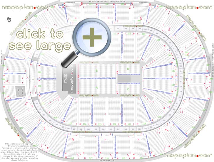 Smoothie King Center arena seat & row numbers detailed seating chart