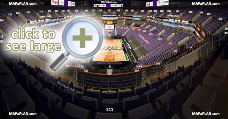 view section 211 row 10 seat 8 suns mercury wnba ncaa college basketball tournament home visitors bench court sideline baseline corner courtside club end Phoenix Footprint Center Arena seating chart