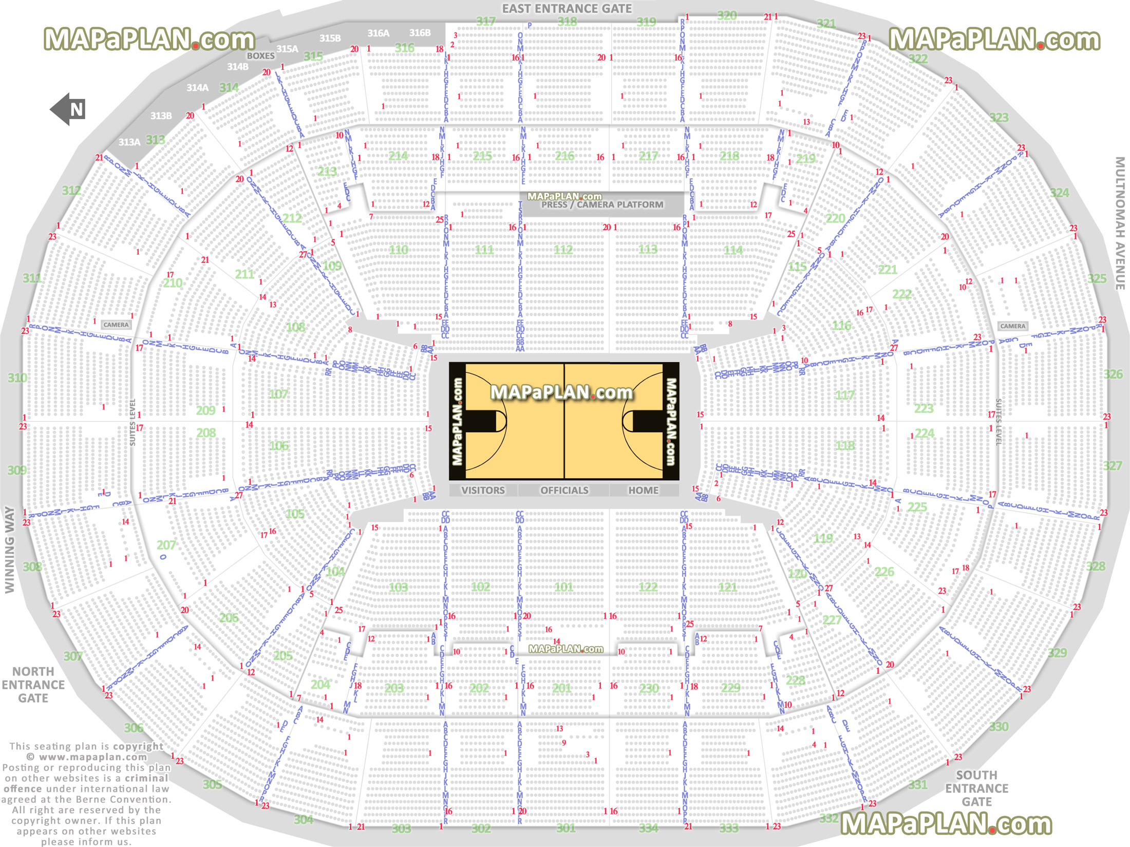 Blazers Interactive Seating Chart Section 208 at Moda Center
