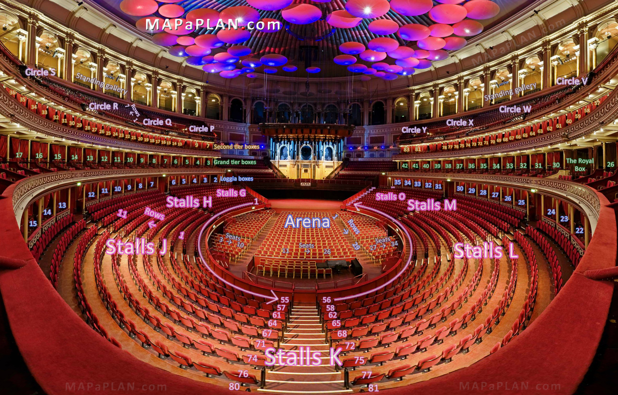 Royal Albert Hall Detailed Seat Numbers Seating Plan MapaPlan