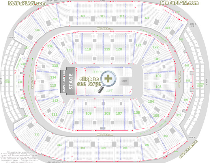 Toronto Air Canada Centre seat & row numbers detailed seating chart