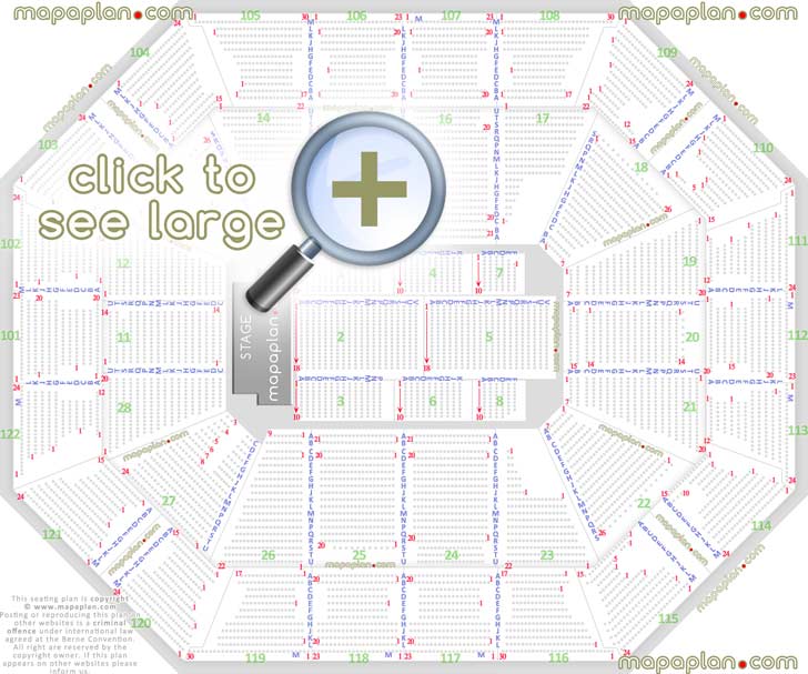 Mohegan Sun Arena seat & row numbers detailed seating chart, Uncasville