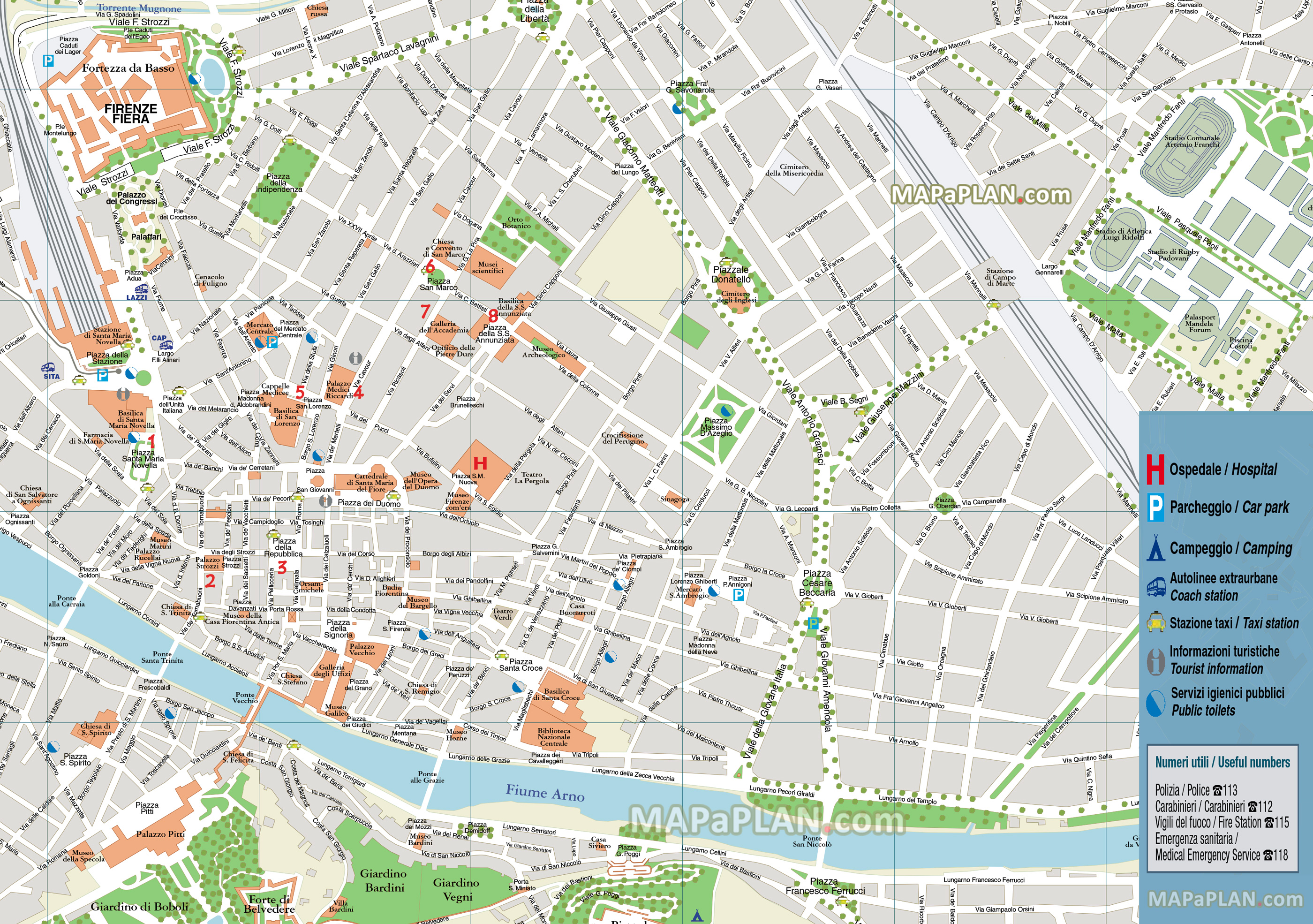 florence-map-tourist-information-visitor-centre-car-parks-hospitals