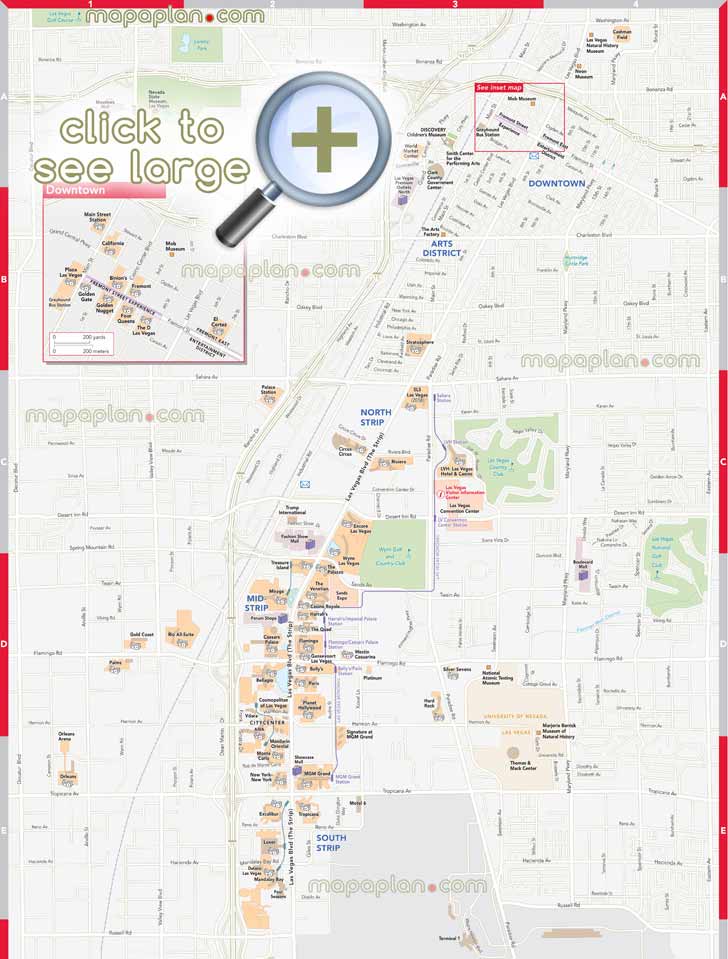 Las Vegas Maps Top Tourist Attractions Free Printable City Street Map Mapaplan Com