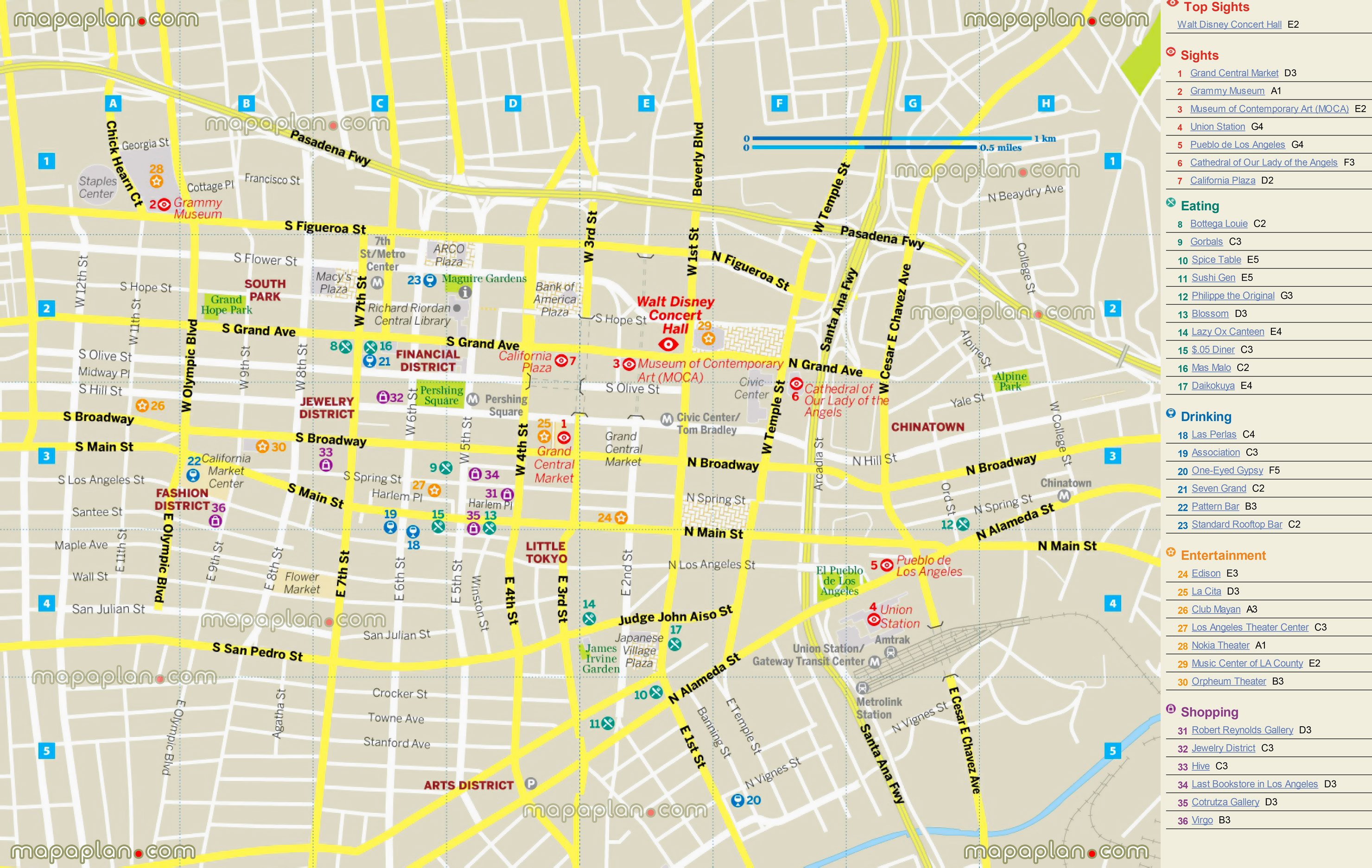 Comprehensive printable map of downtown los angeles Lucas Website