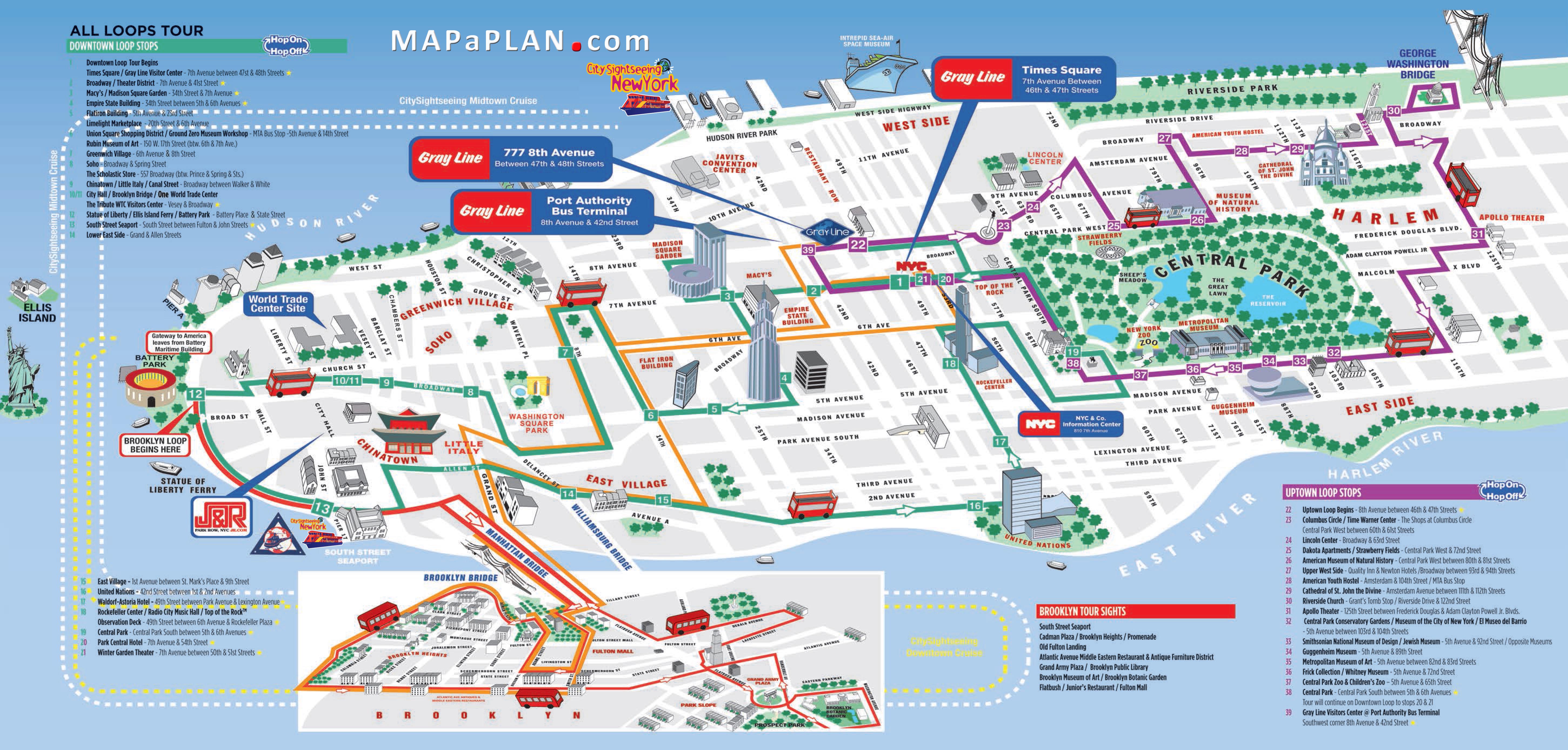 New york city travel map mapmobility manhattan street guide