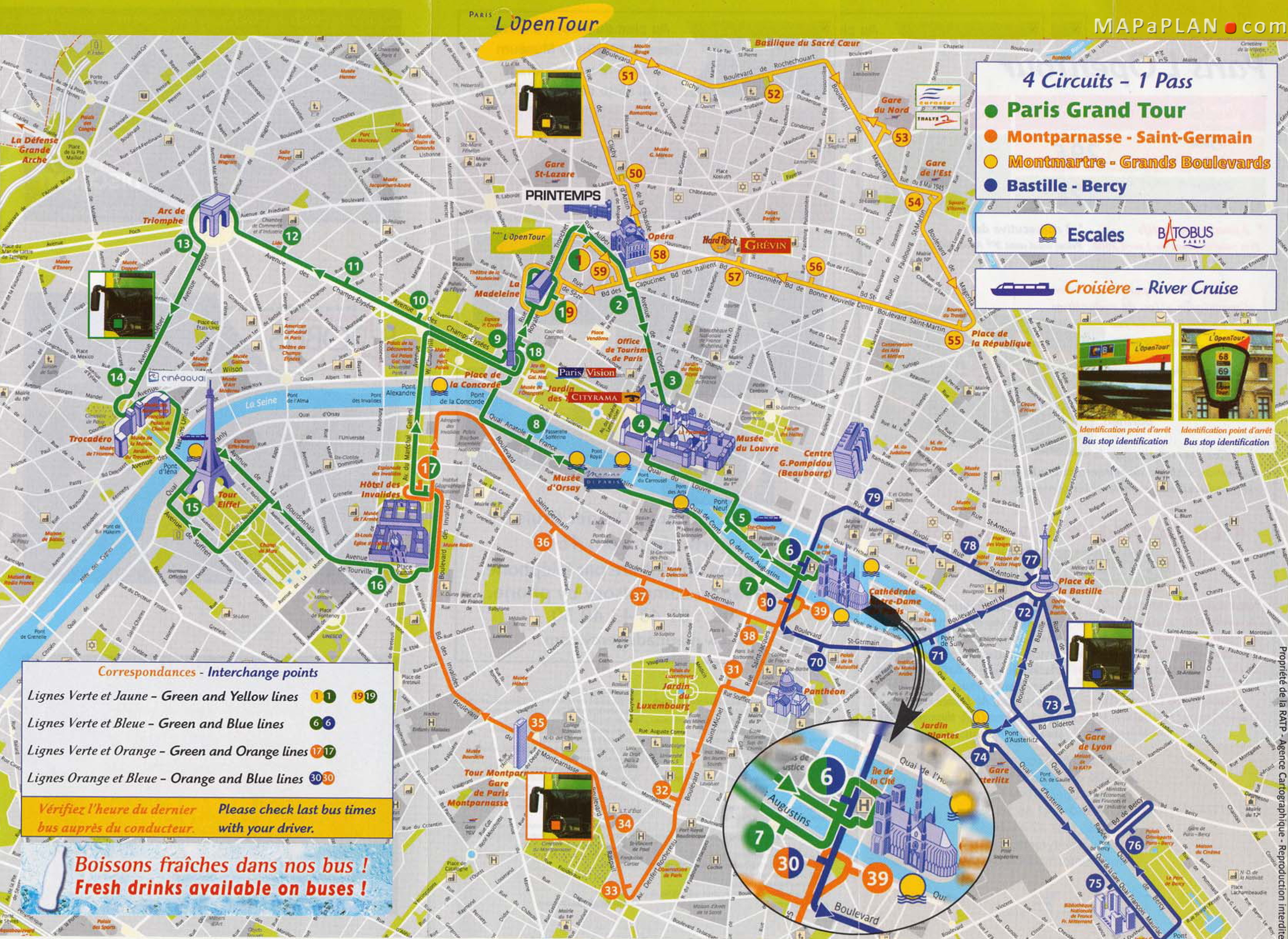 Paris top tourist attractions map Best of Paris one day trip sights