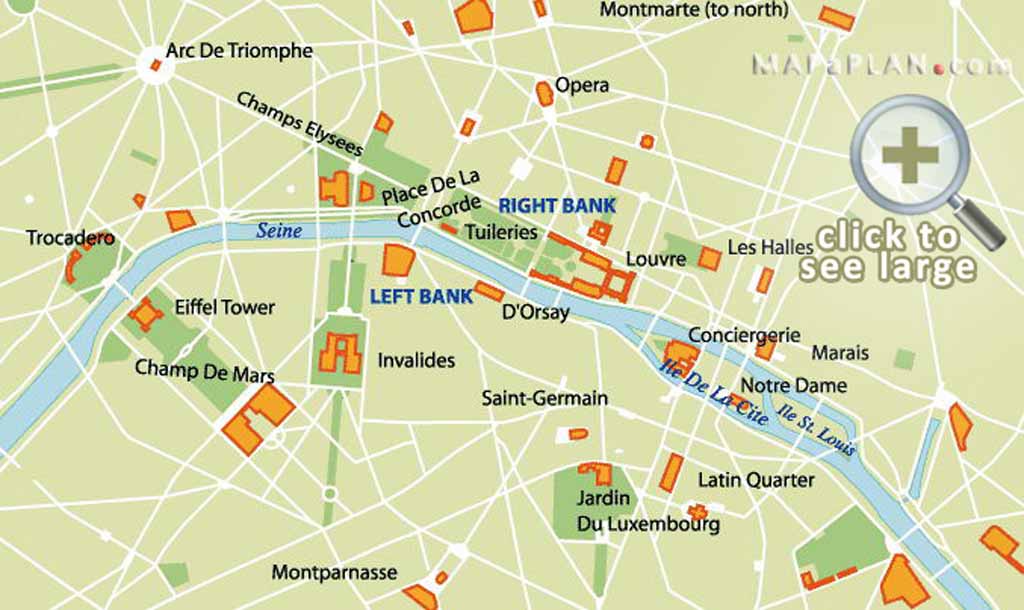 Paris top tourist attractions map Three day highlights tour