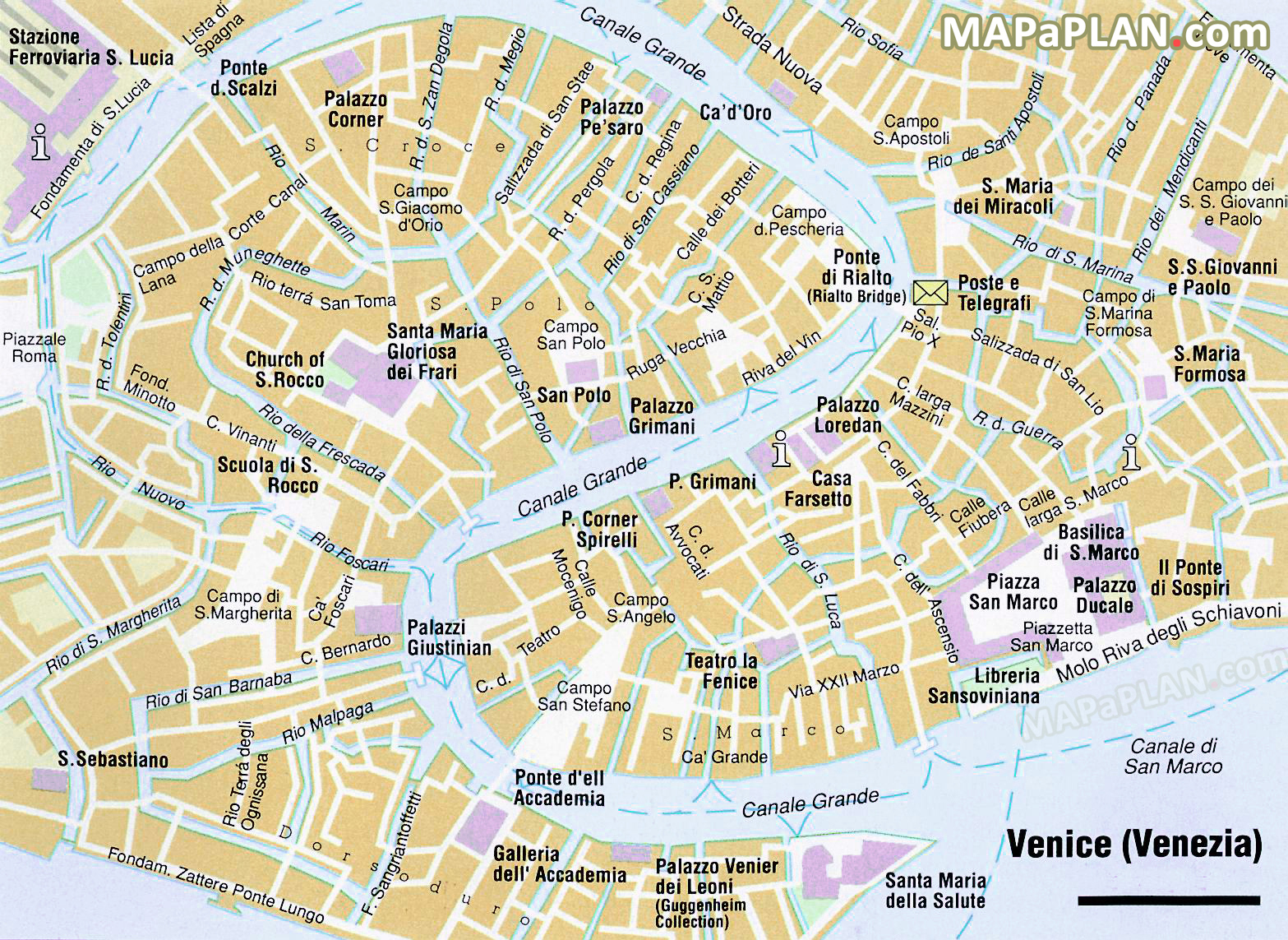 Must do in two days great places marked Venice top tourist attractions map