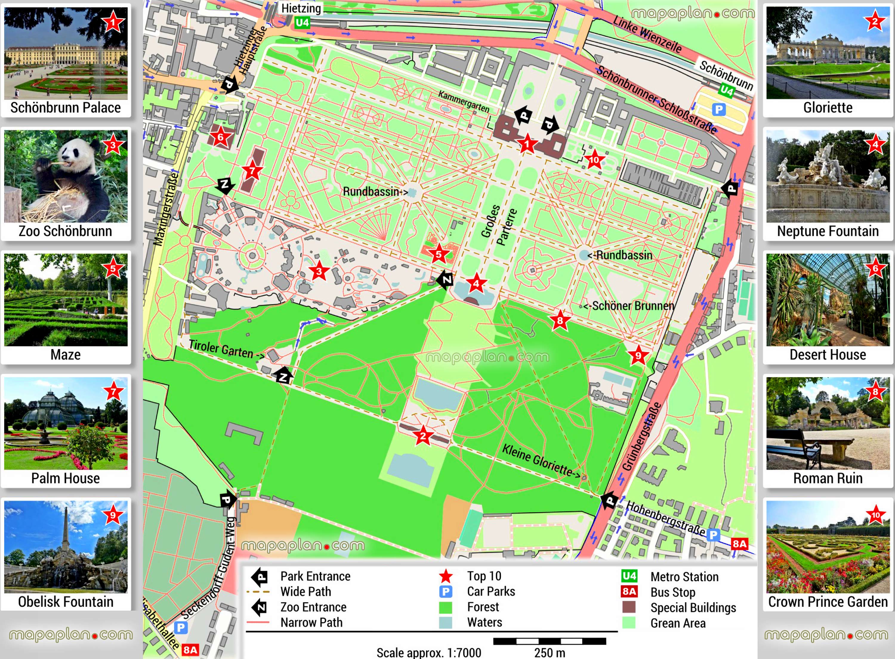 Vienna map - Schonbrunn Palace printable walking map of favourite