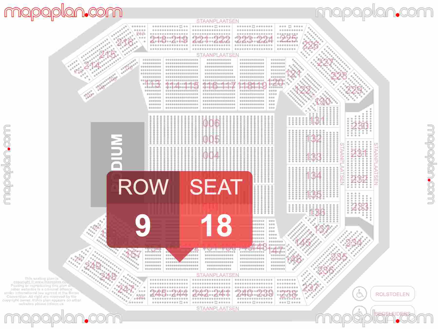 Antwerpen Lotto Arena seating plan Concert plattegrond met zitplaatsen nummering en rijnummers beste plaatsen blokken zaalplan - detailed seat numbers and row numbering plan with interactive map map layout