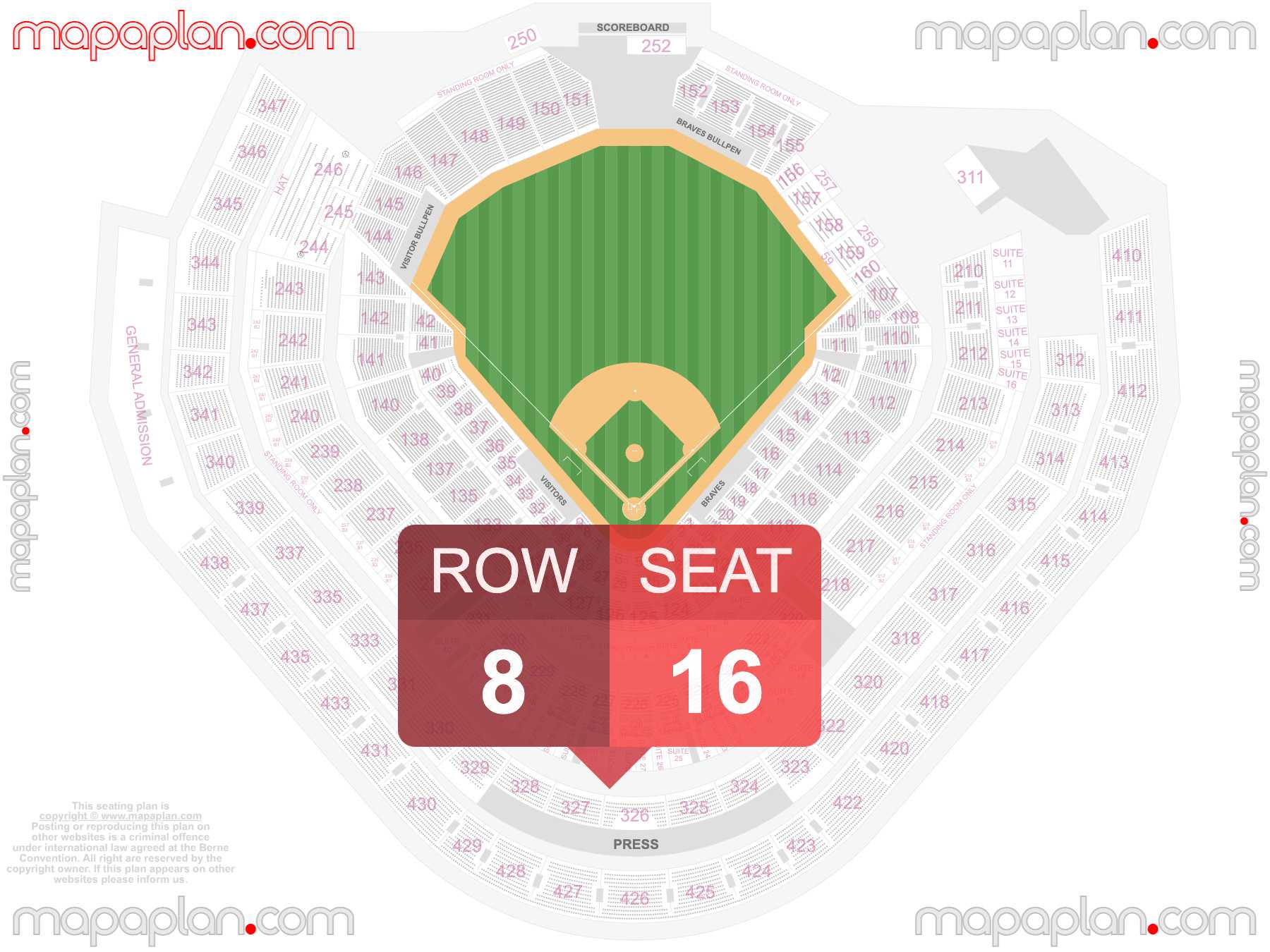 Atlanta Truist Park seating chart Concert & Braves Stadium Baseball inside capacity view arrangement plan - Interactive virtual 3d best seats & rows detailed stadium image configuration layout