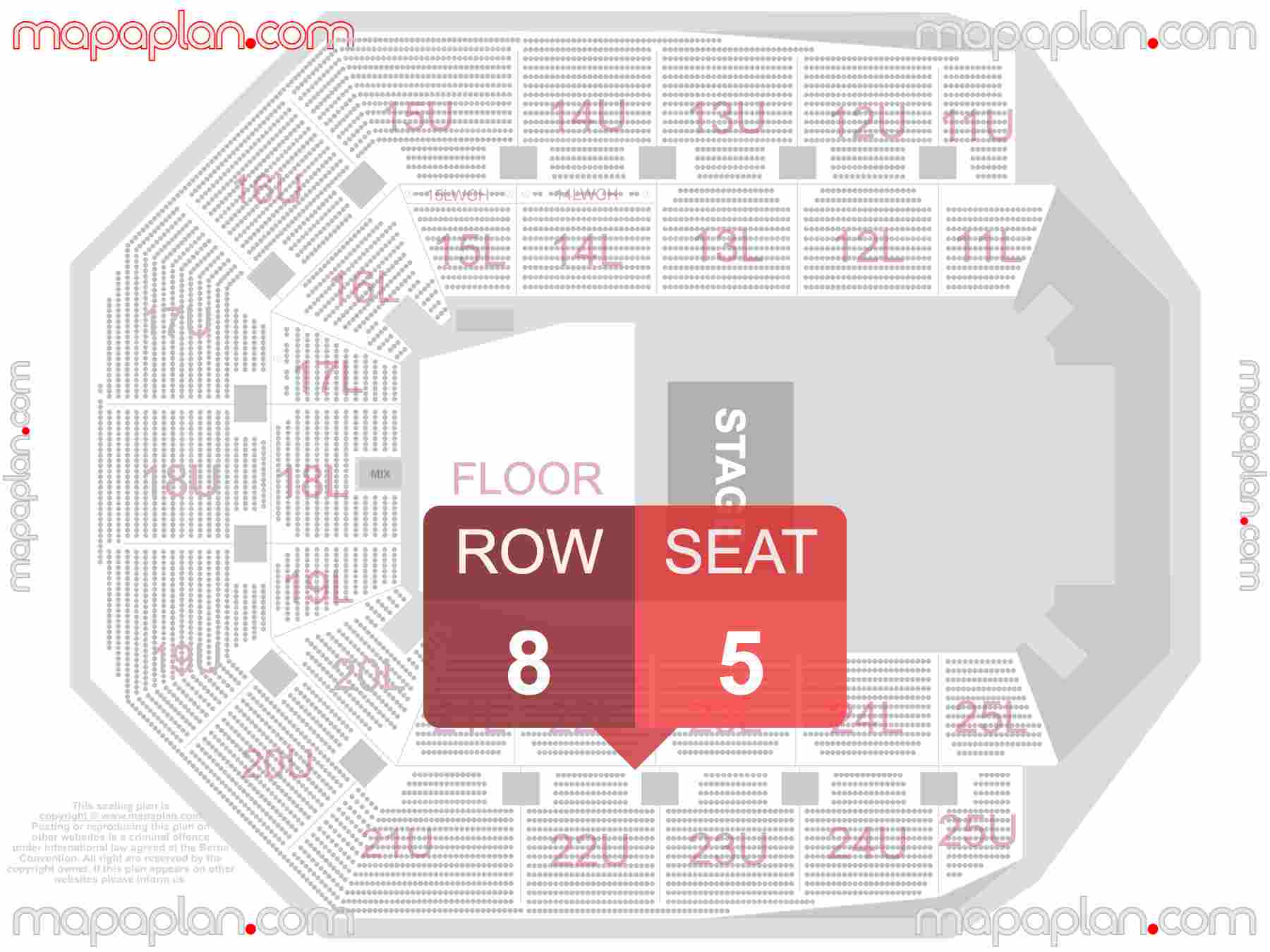 Auckland Spark Arena seating map Concert half hall layout seating map with exact section numbers showing best rows and seats selection 3d layout - Best interactive seat finder tool with precise detailed location data