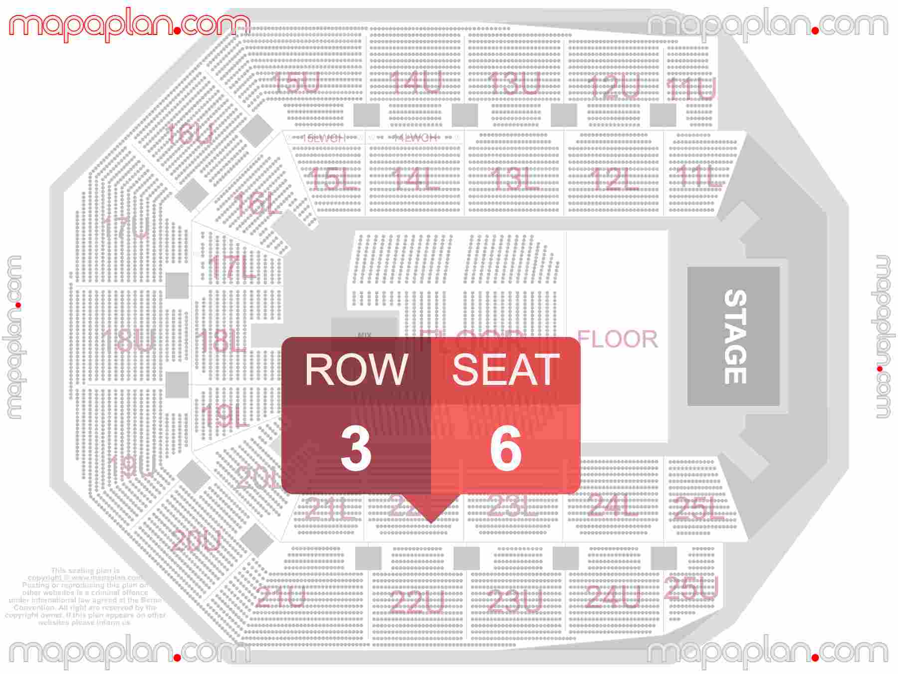 Auckland Spark Arena seating map Concert with PIT floor standing find best seats row numbering system plan showing how many seats per row - Individual 'find my seat' virtual locator