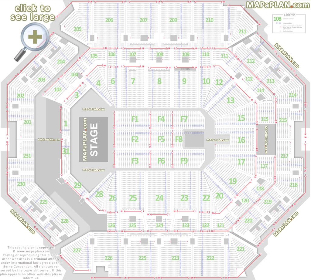 Barclays Center Brooklyn Nets & concerts seat numbers detailed seating