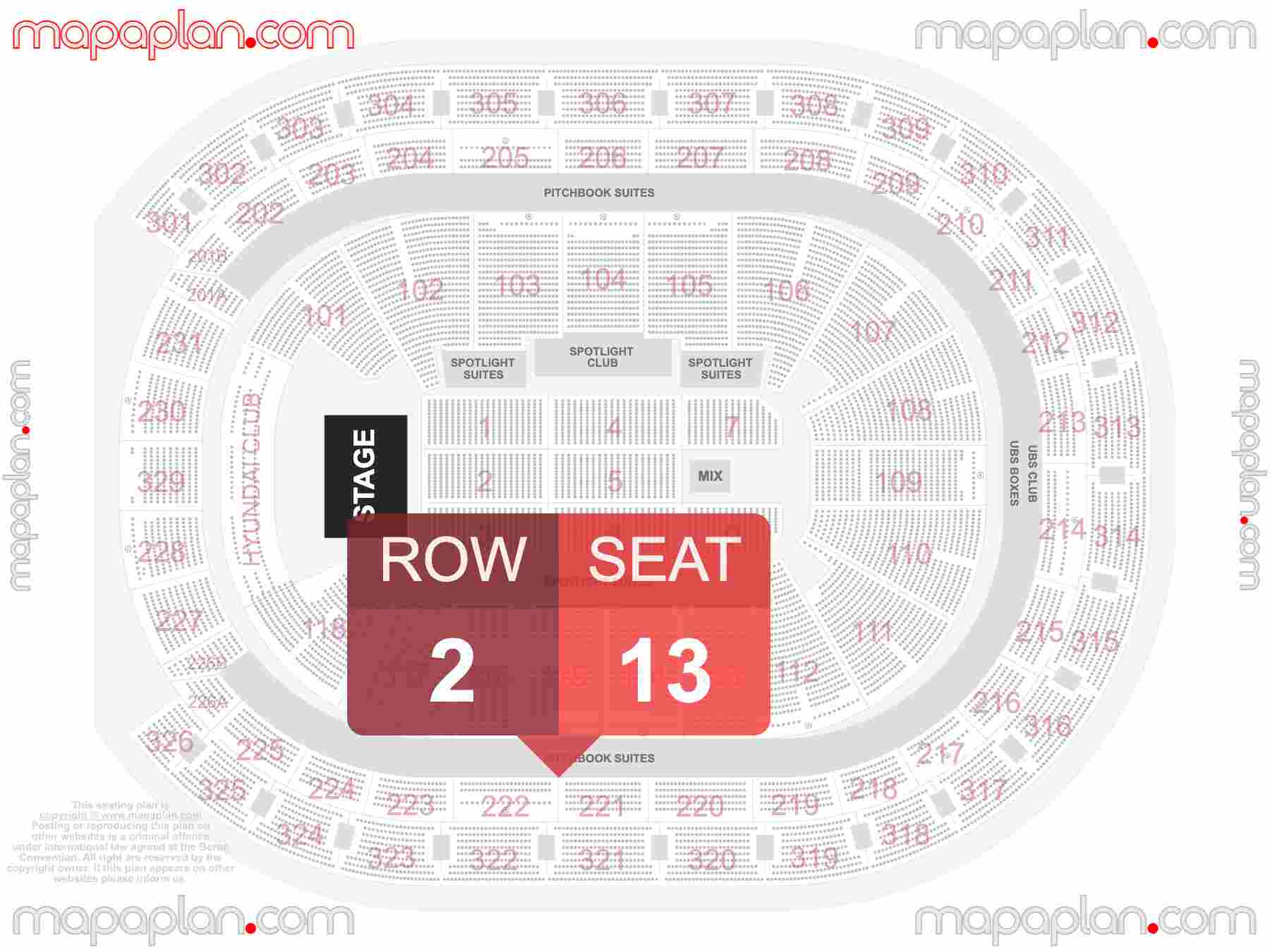 Belmont Park Elmont UBS Arena seating chart Concert detailed seat numbers and row numbering chart with interactive map plan layout