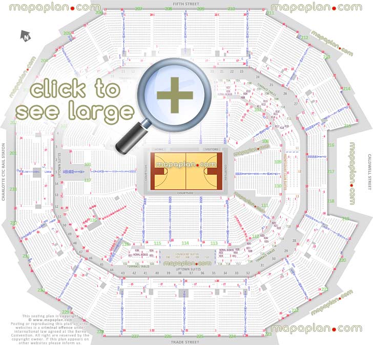 Charlotte Spectrum Center seat & row numbers detailed seating chart