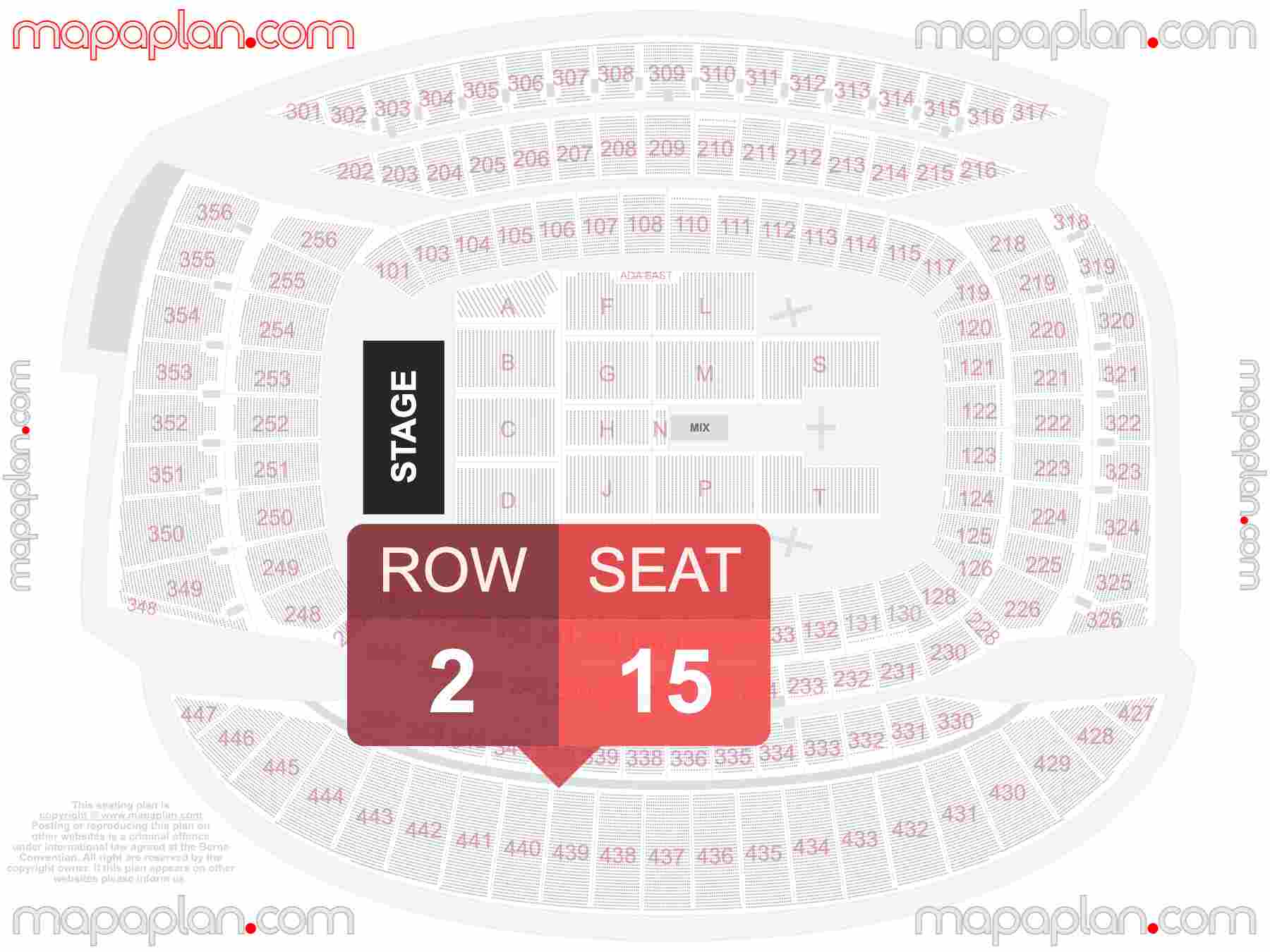Chicago Soldier Field seating chart Concert detailed seat numbers and row numbering chart with interactive map plan layout