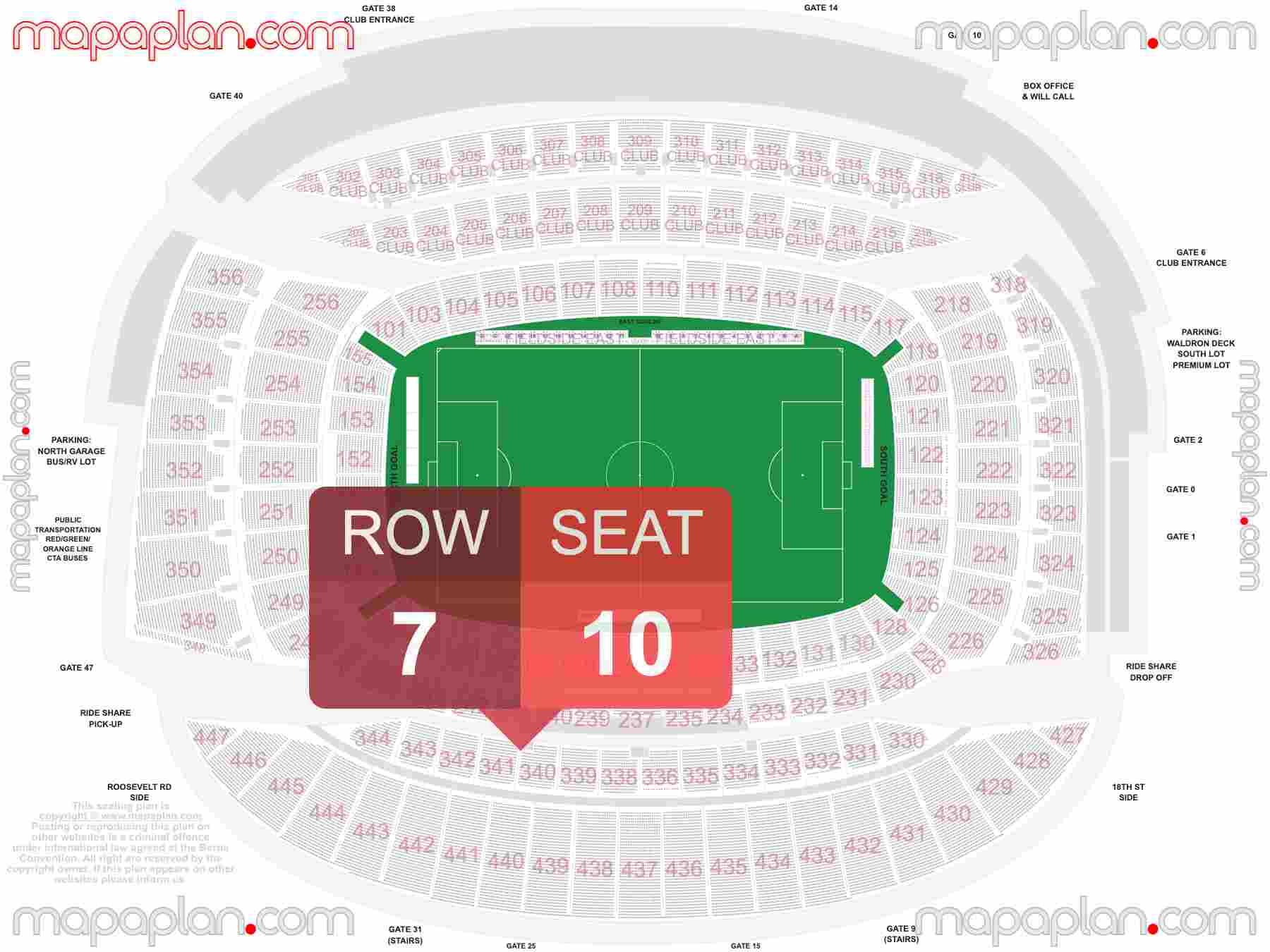 Chicago Soldier Field seating chart Fire FC soccer & Bears football inside capacity view arrangement plan - Interactive virtual 3d best seats & rows detailed stadium image configuration layout