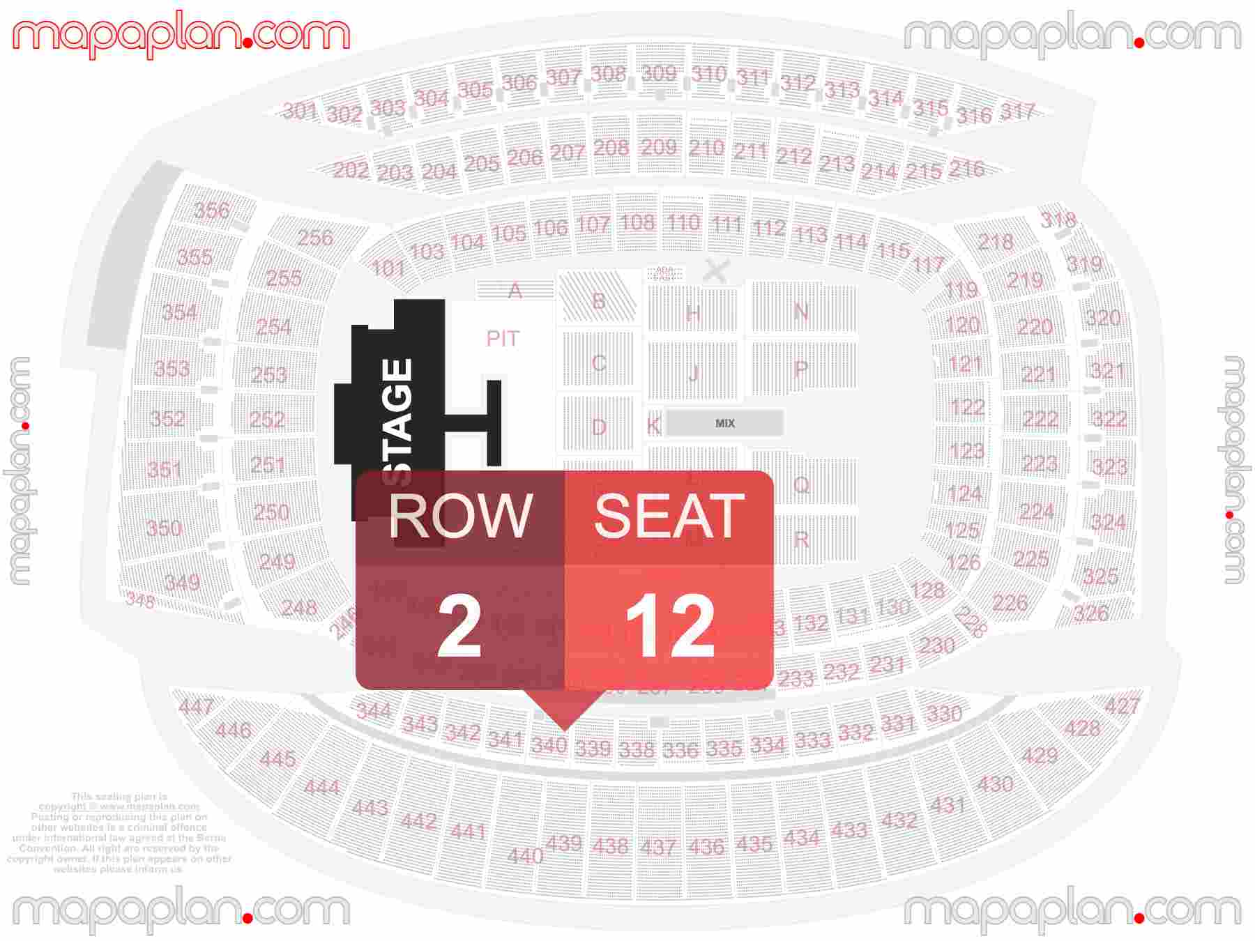 Chicago Soldier Field seating chart Concert with floor general admission PIT standing detailed seating chart - 3d virtual seat numbers and row layout
