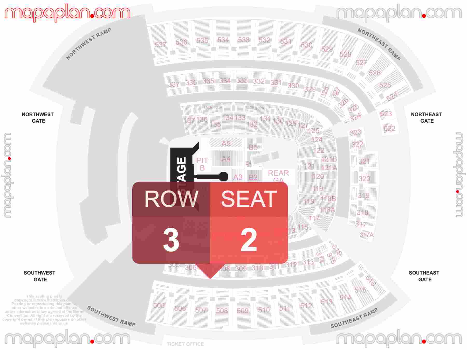 Cleveland Browns Stadium seating chart Concert with extended catwalk runway B-stage & PIT floor standing inside capacity view arrangement plan - Interactive virtual 3d best seats & rows detailed stadium image configuration layout