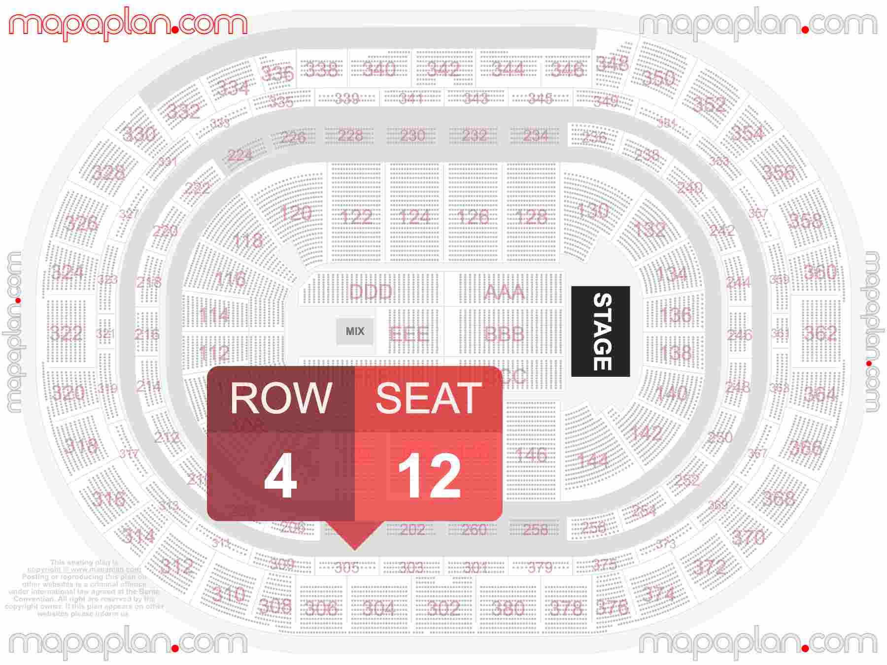 Denver Ball Arena seating chart Concert detailed seat numbers and row numbering chart with interactive map plan layout