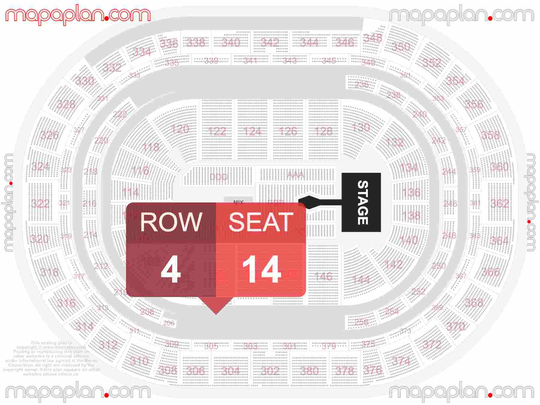 Denver Ball Arena seating chart Catwalk extended runway concert B-stage seating chart with exact section numbers showing best rows and seats selection 3d layout - Best interactive seat finder tool with precise detailed location data