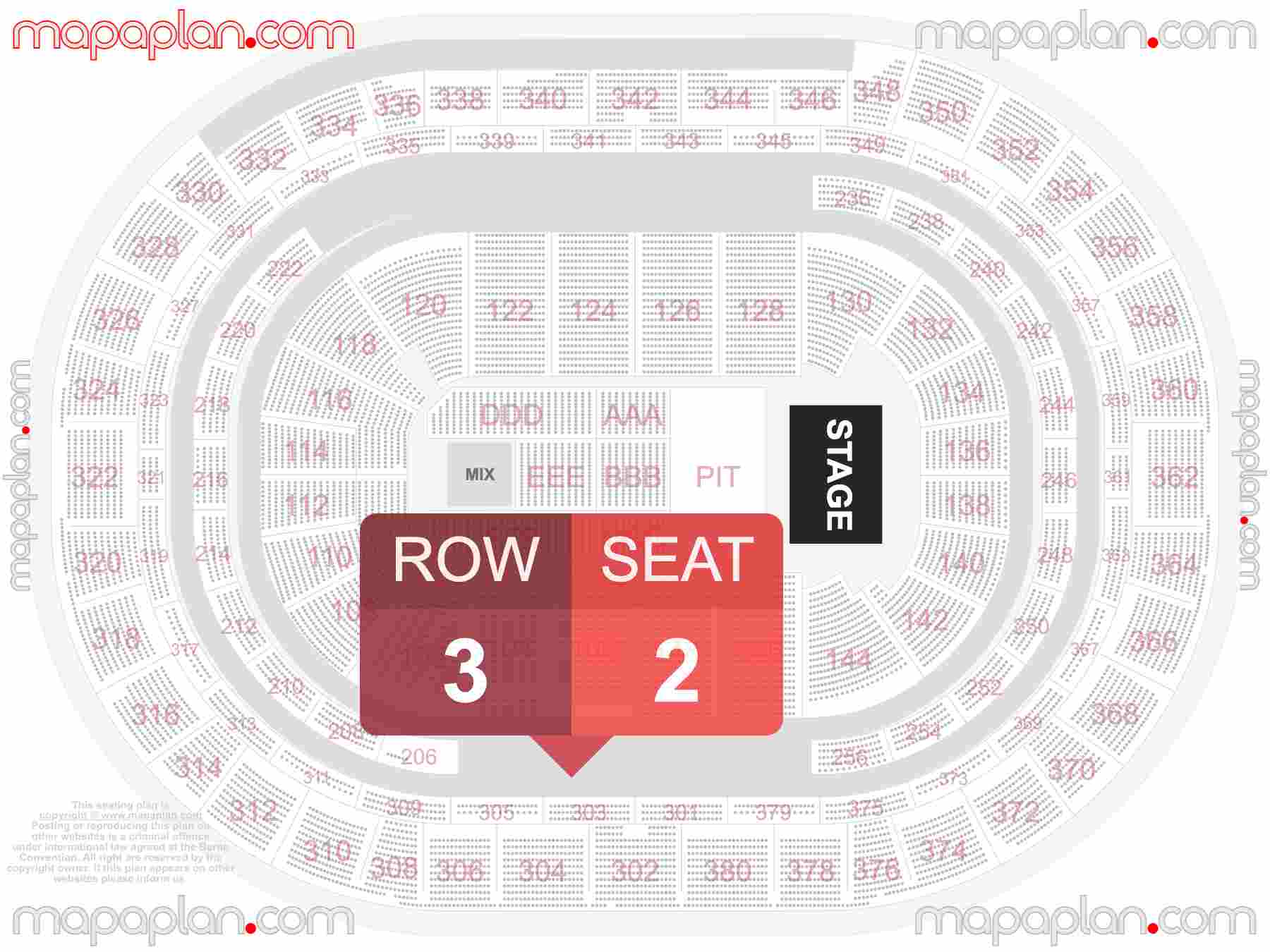 Denver Ball Arena seating chart Concert with PIT floor standing seating plan - Interactive map to find best seat and row numbers