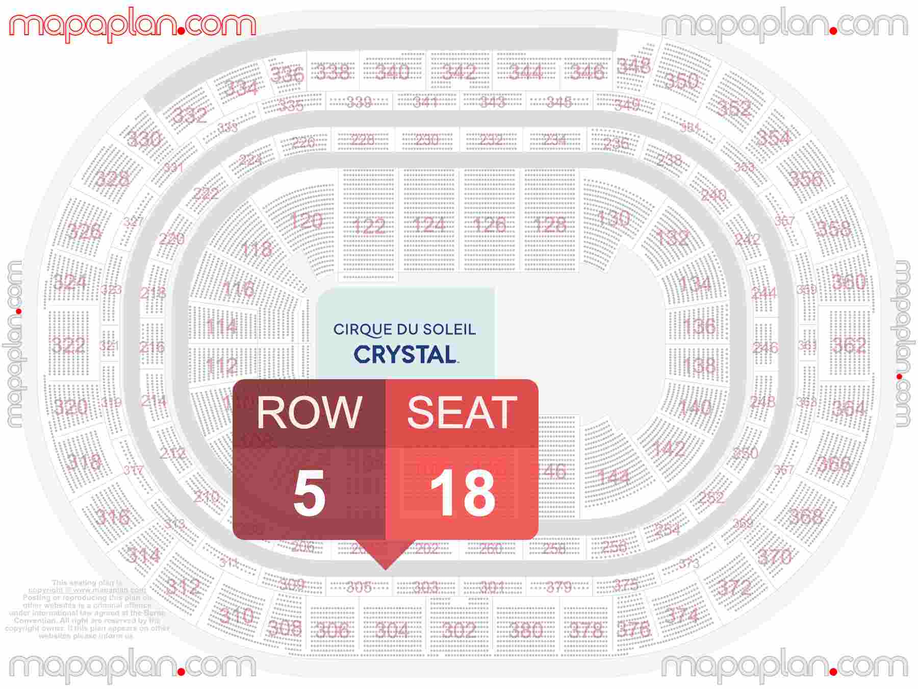 Denver Ball Arena seating chart Cirque du Soleil 3d virtual view seat locator plan - Navigate seat numbers per row
