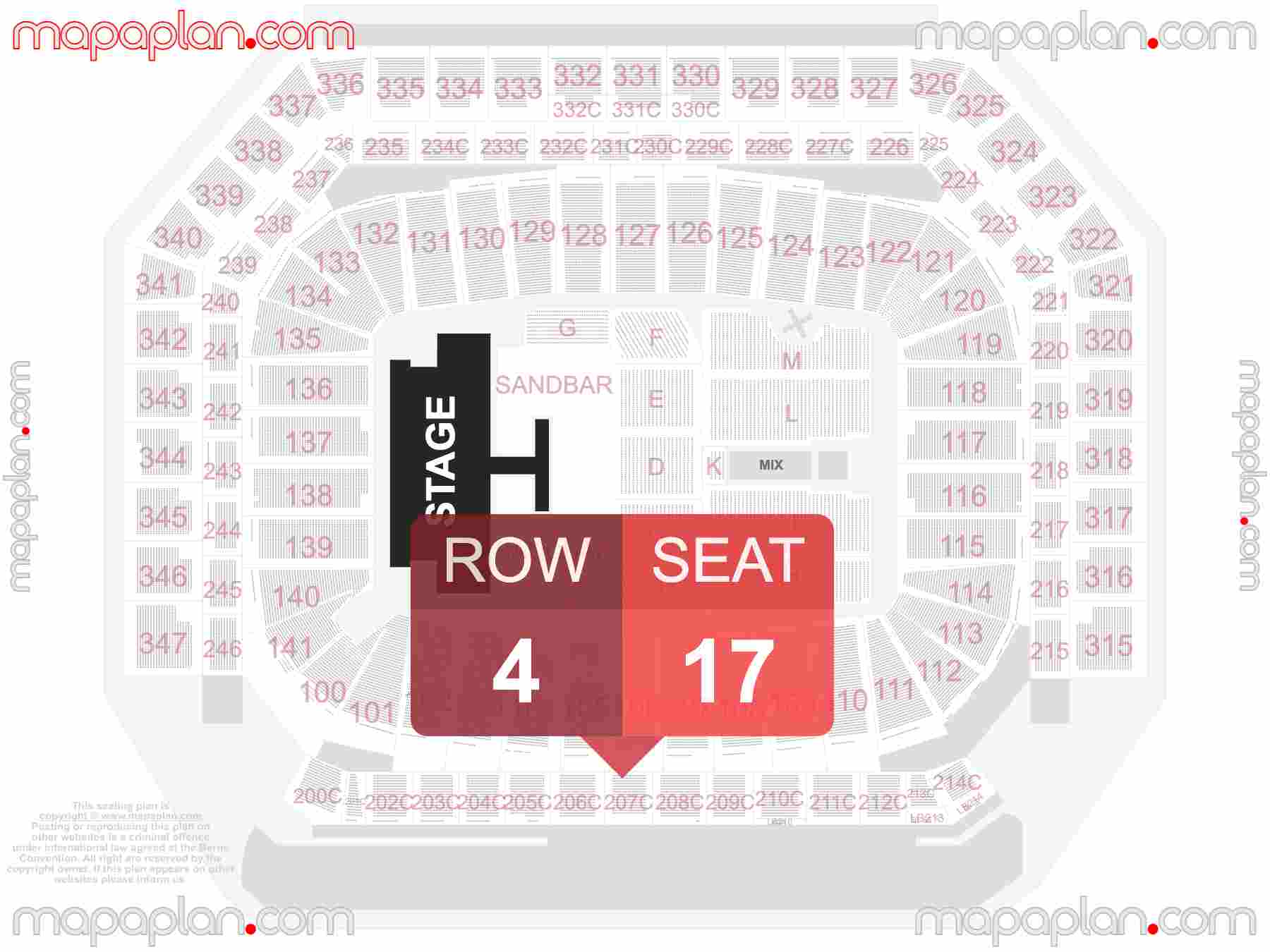Detroit Ford Field seating chart Concert with extended catwalk runway B-stage seating chart with exact section numbers showing best rows and seats selection 3d layout - Best interactive seat finder tool with precise detailed location data