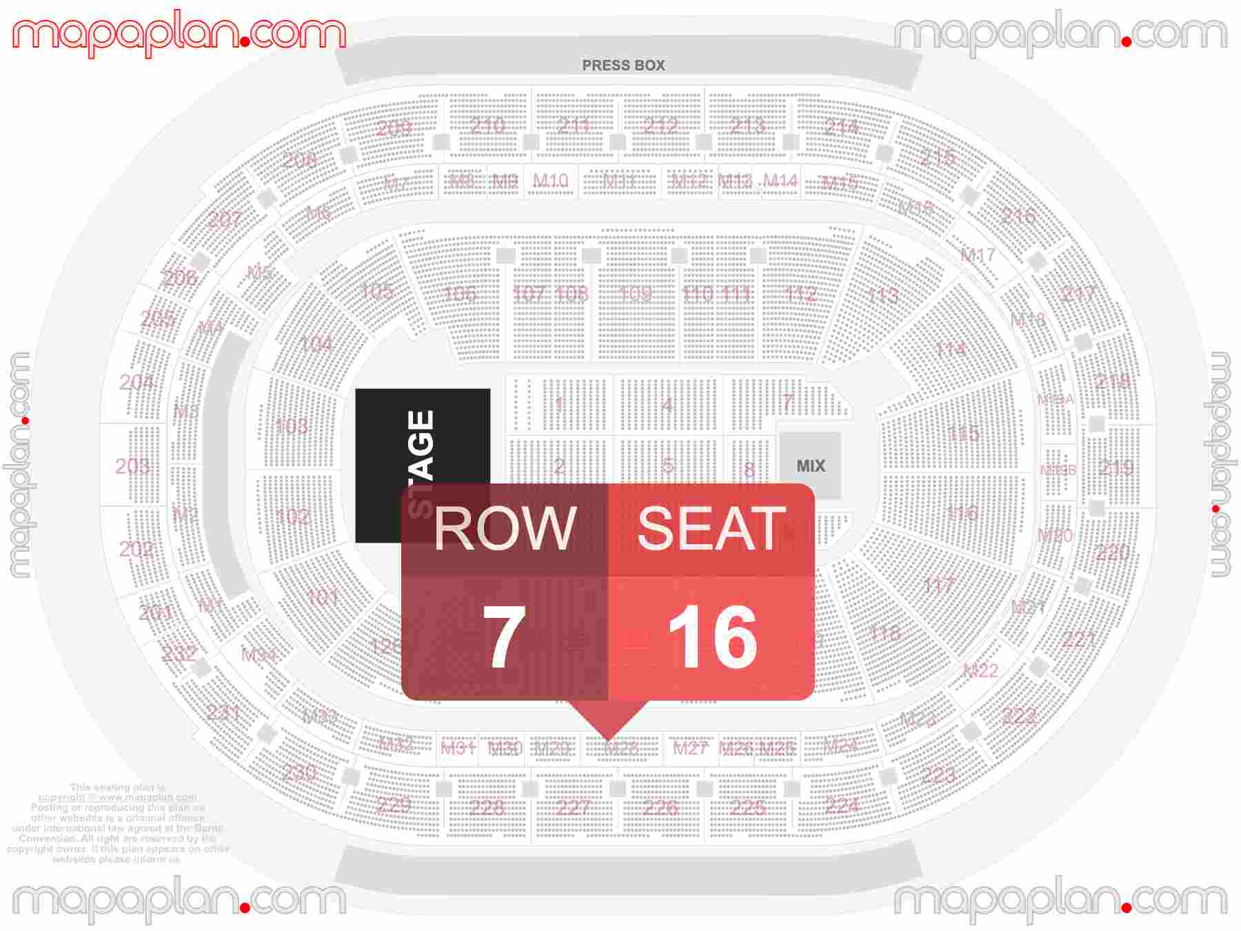 Detroit Little Caesars Arena seating chart Concert detailed seat numbers and row numbering chart with interactive map plan layout