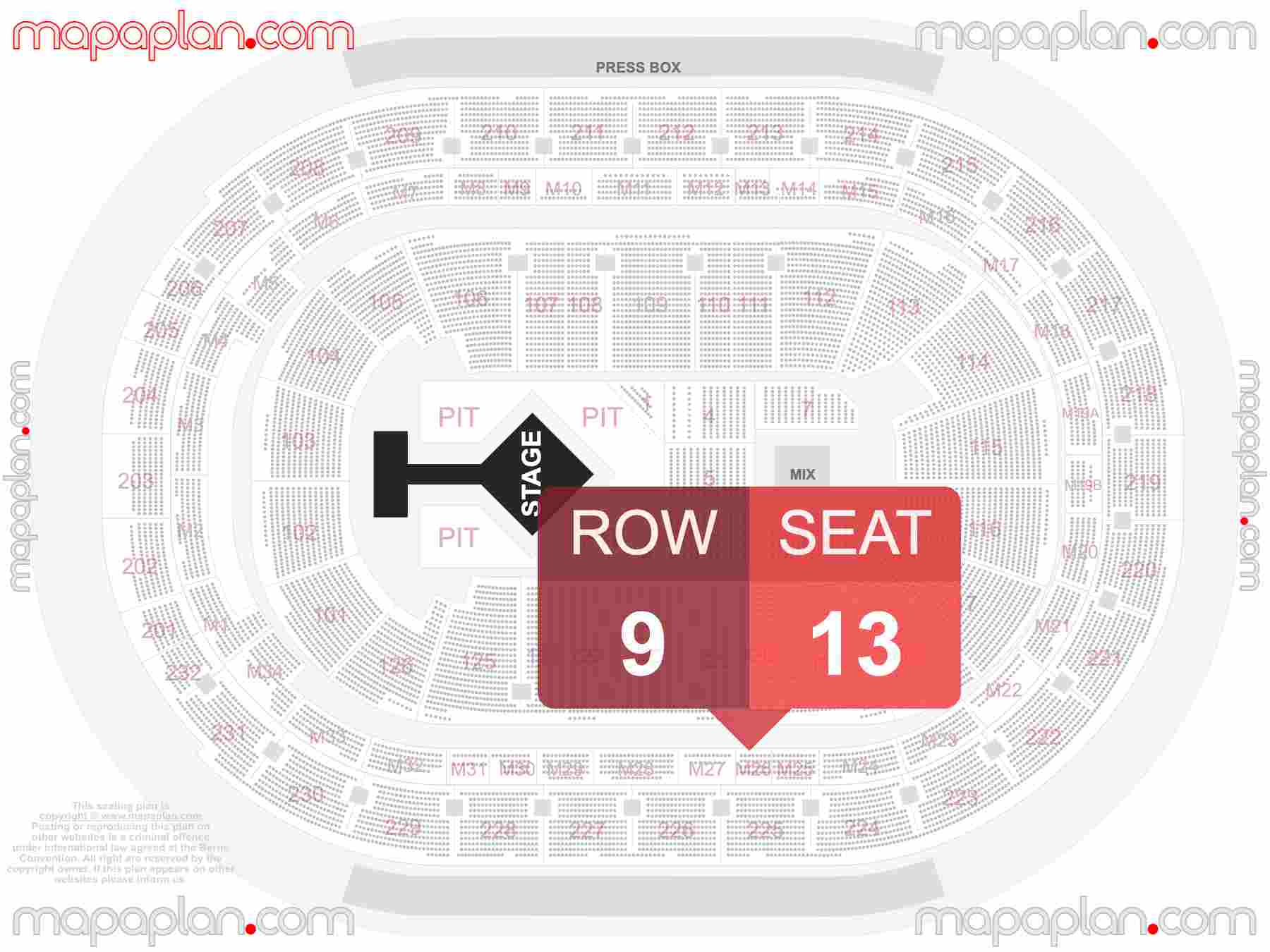 Detroit Little Caesars Arena seating chart Catwalk extended runway concert B-stage detailed seating chart - 3d virtual seat numbers and row layout