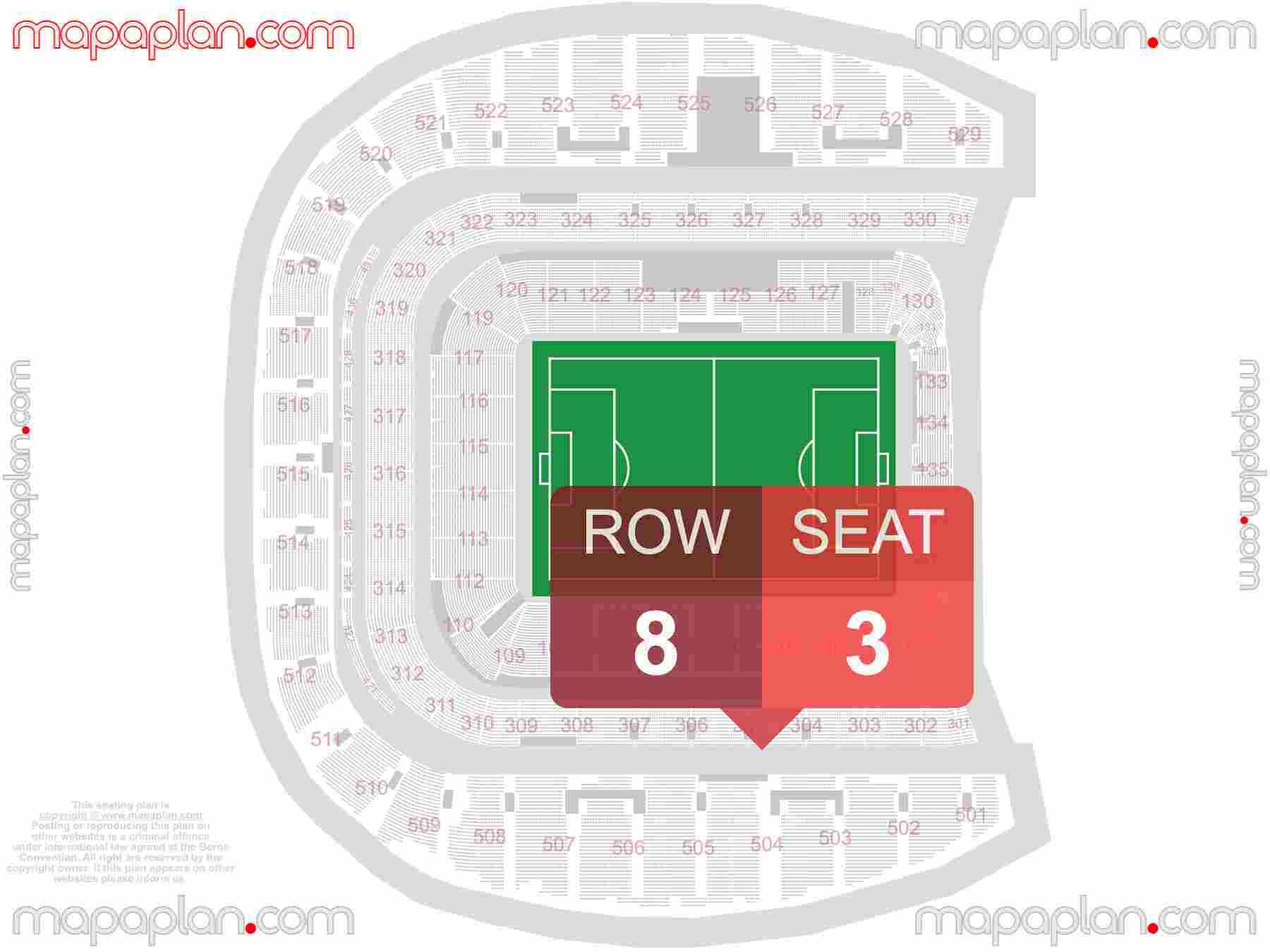 Dublin Aviva Stadium seating plan Football detailed seat numbers and row numbering plan with interactive map map layout