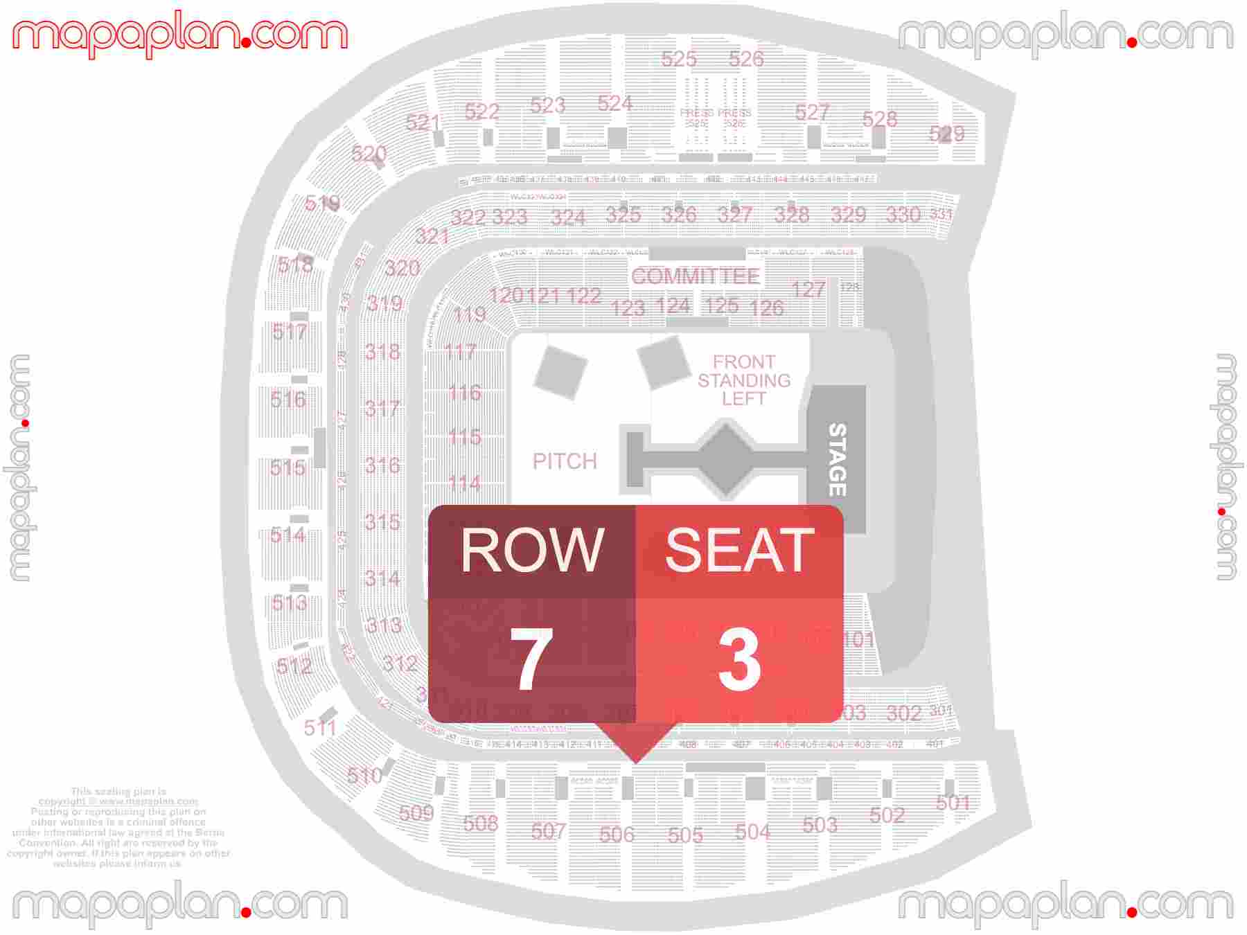 Dublin Aviva Stadium seating plan Concert seating plan with exact section numbers showing best rows and seats selection 3d layout - Best interactive seat finder tool with precise detailed location data