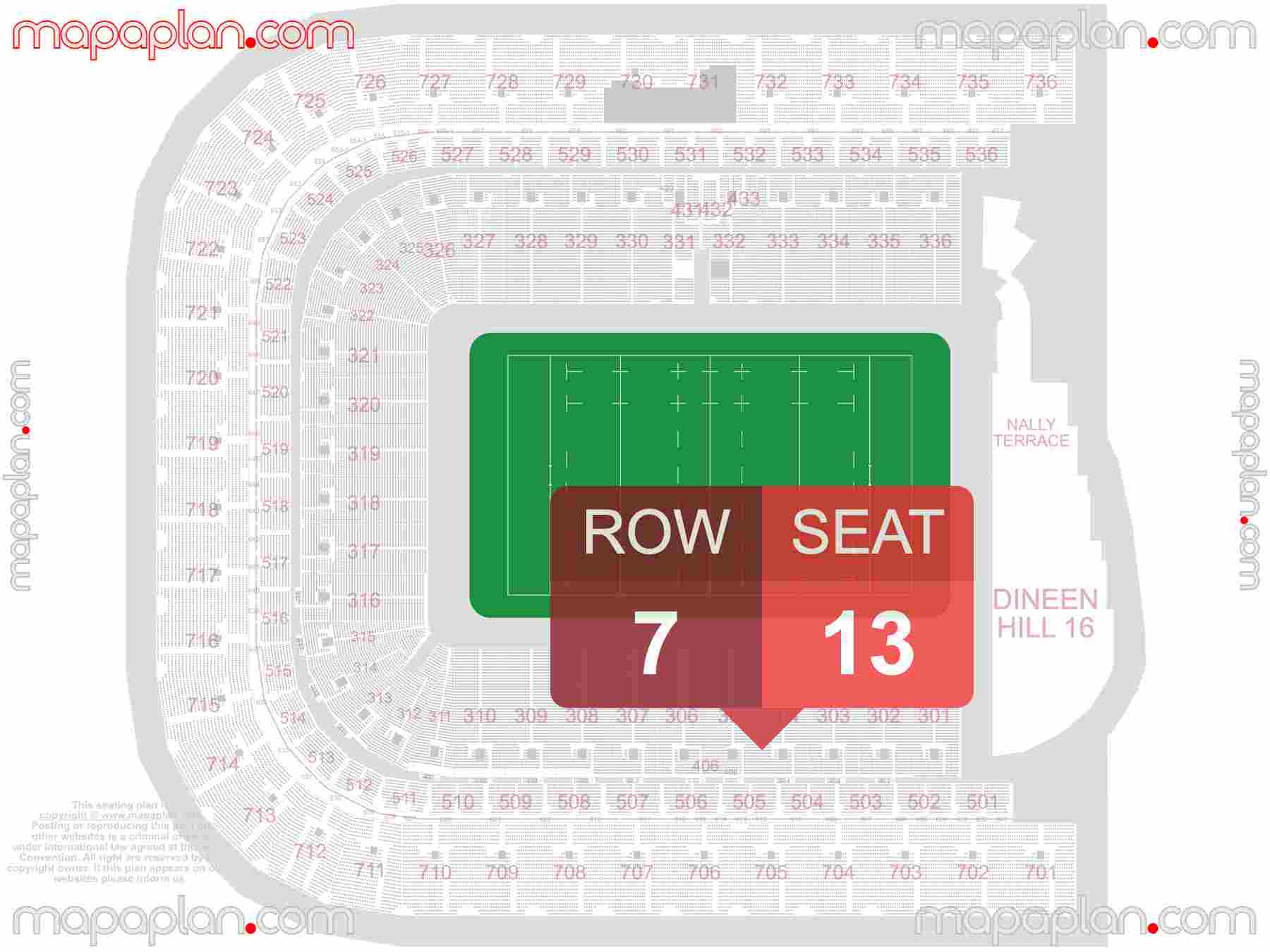 Dublin Croke Park Stadium seating plan Rugby detailed seat numbers and row numbering plan with interactive map map layout