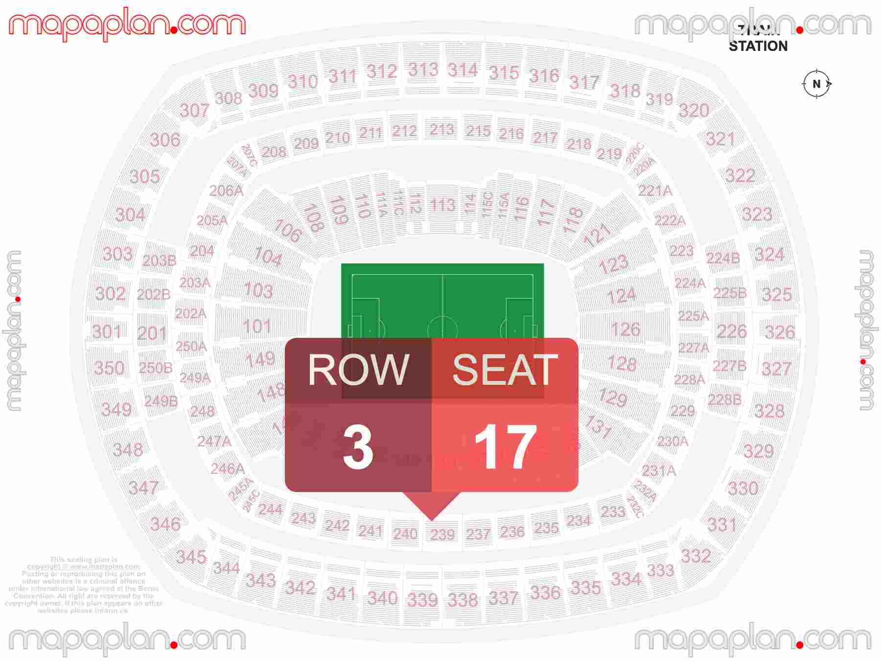 East Rutherford MetLife Stadium seating chart Soccer World Cup find best seats row numbering system plan showing how many seats per row - Individual 'find my seat' virtual locator