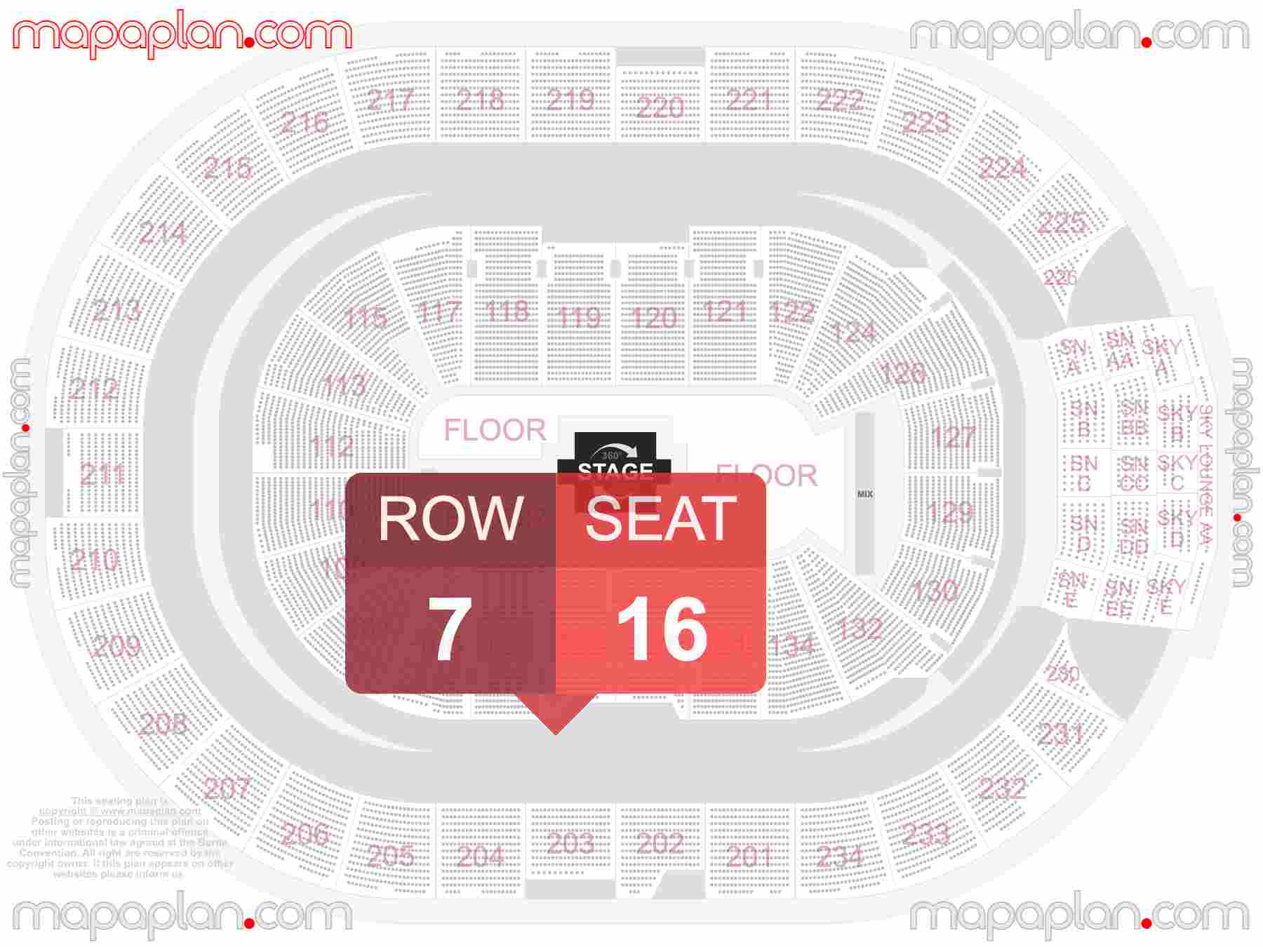 Edmonton Rogers Place seating map Concert 360 in the round stage seating chart - Interactive map to find best seat and row numbers