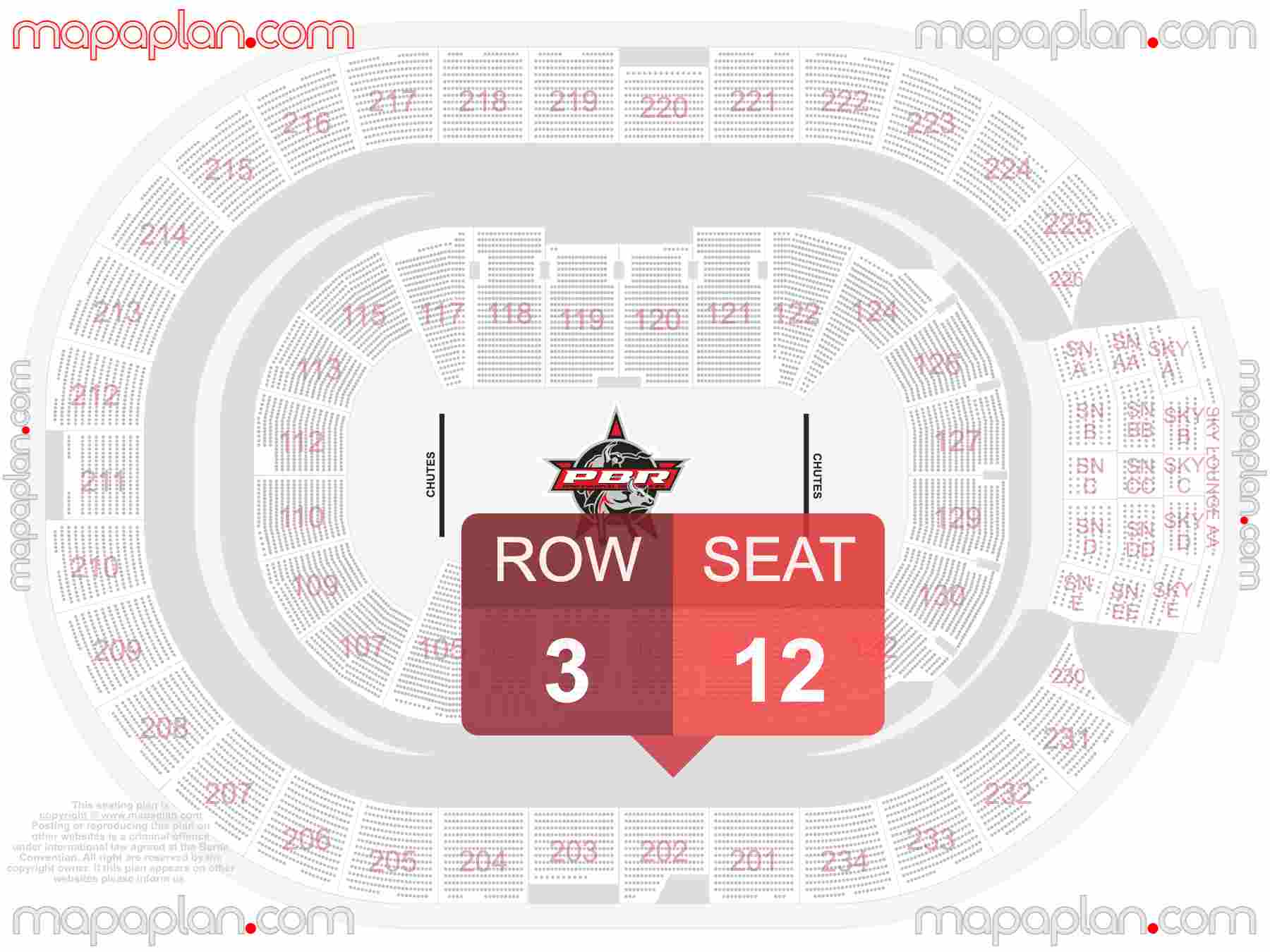 Edmonton Rogers Place seating map PBR Professional Bull Riders precise seat finder - Explore seating map with exact section, seat and row numbers