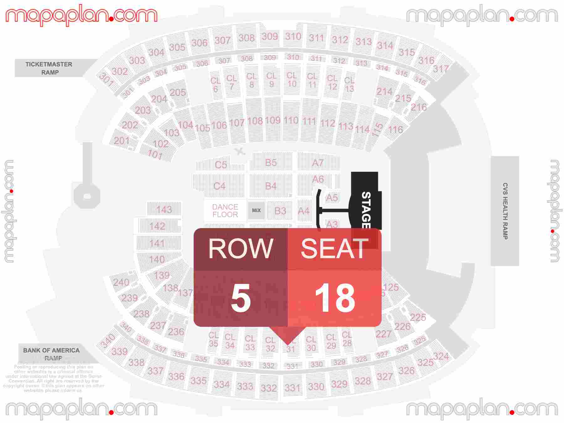 Foxborough Gillette Stadium seating chart Concert detailed seat numbers and row numbering chart with interactive map plan layout