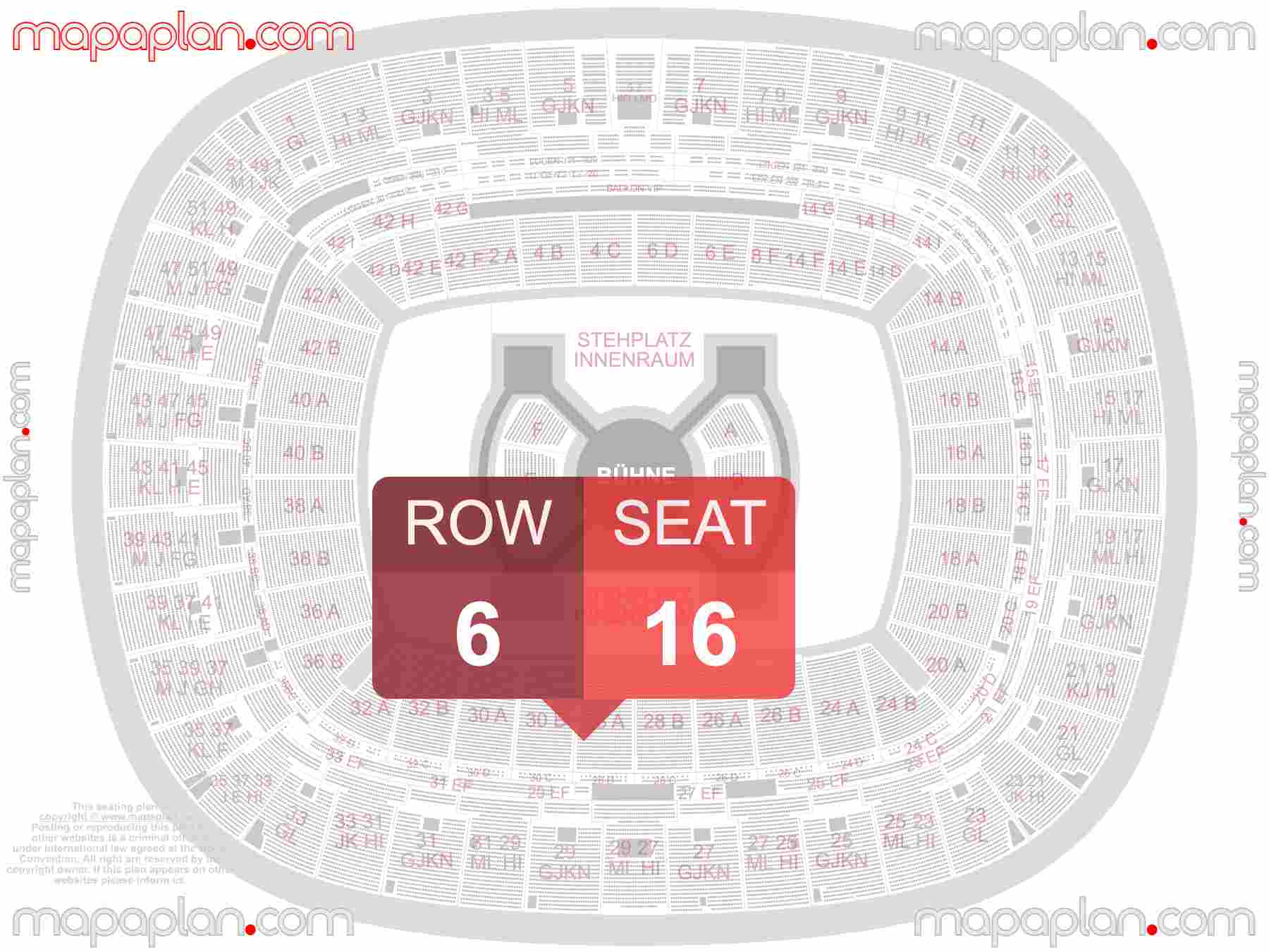 Frankfurt am Main Deutsche Bank Park Waldstadion seating plan Concert 360 in the round stage seating plan with exact section numbers showing best rows and seats selection 3d layout - Best interactive seat finder tool with precise detailed location data